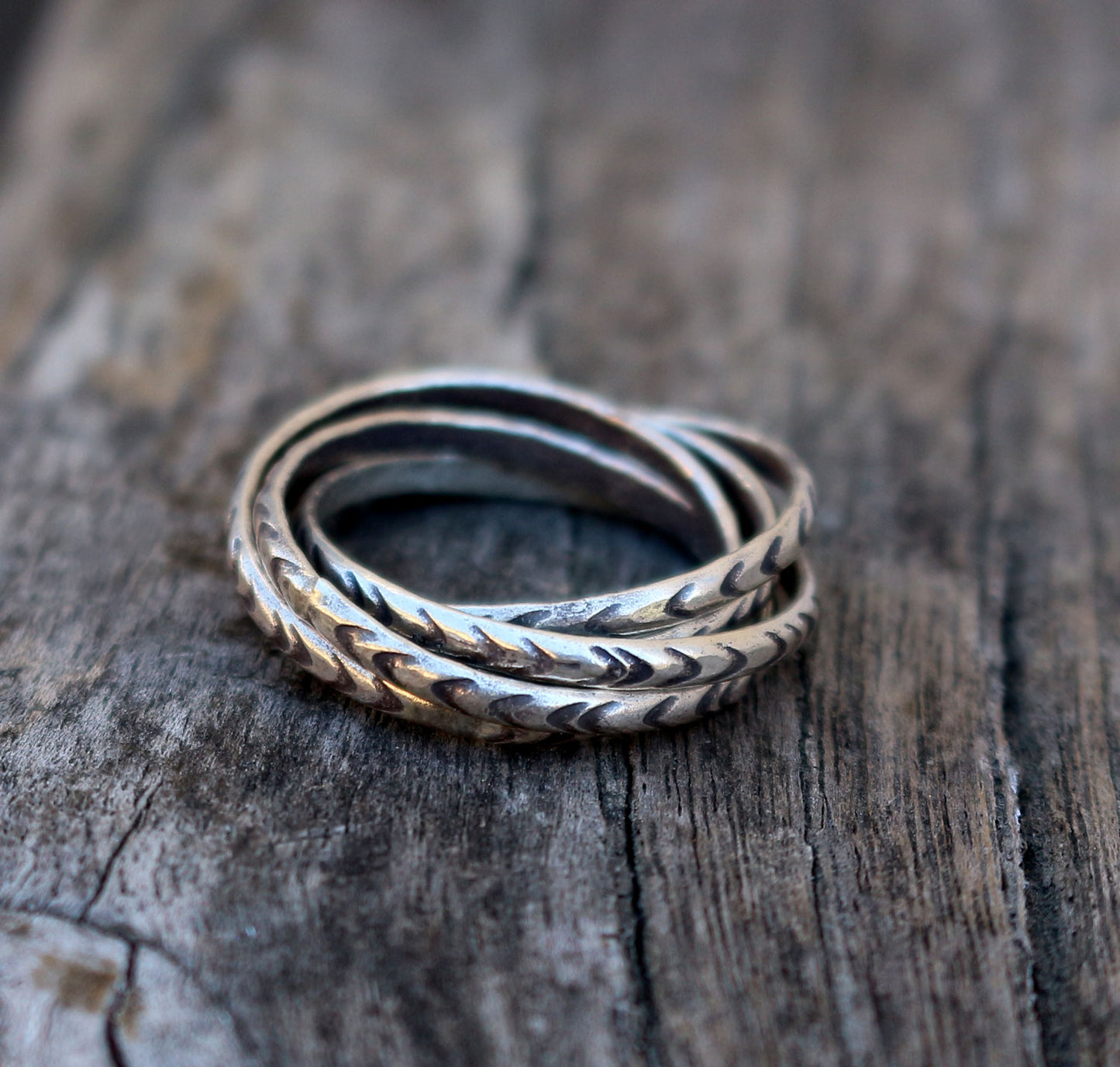 Etched Silver Stacking Ring
