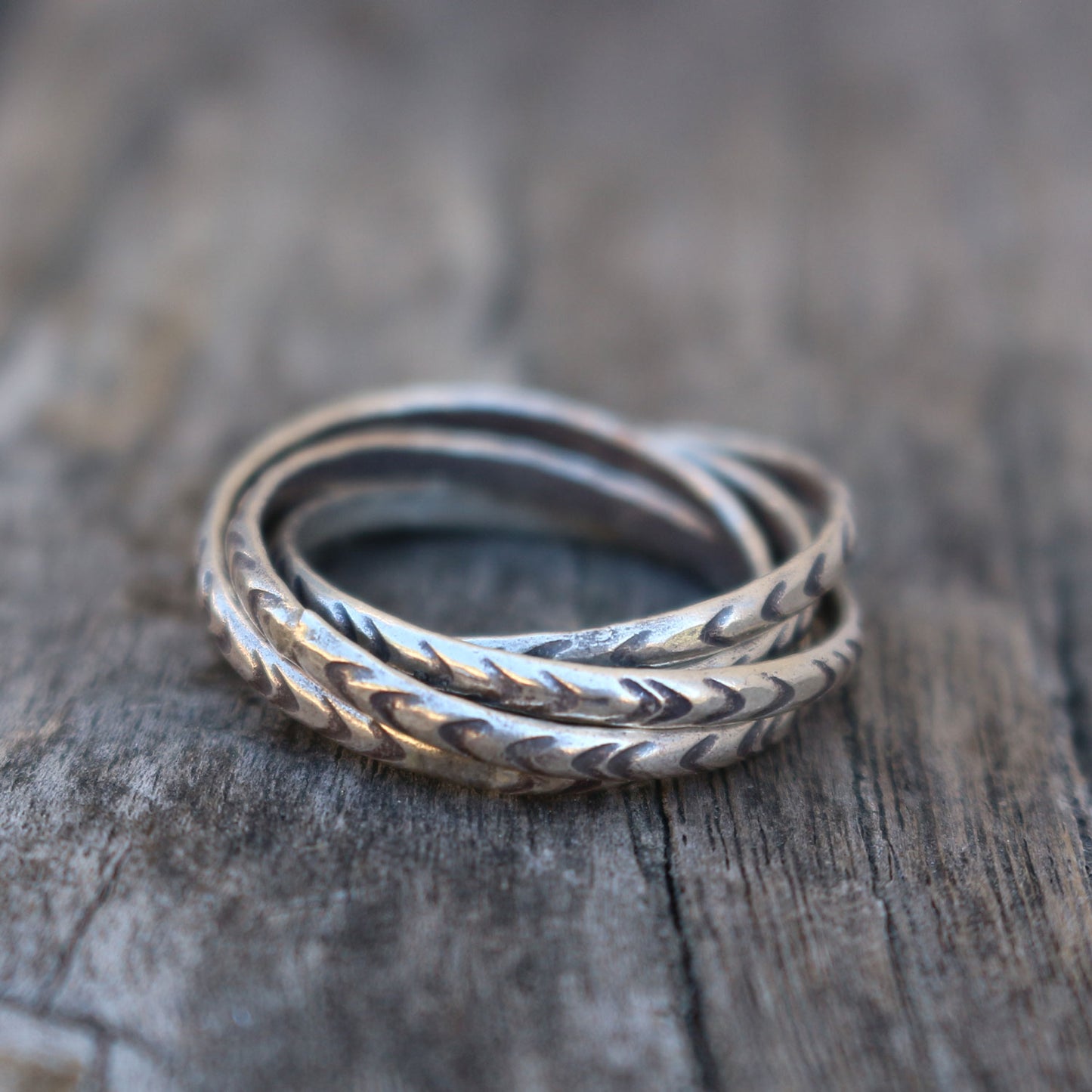 Etched Silver Stacking Ring