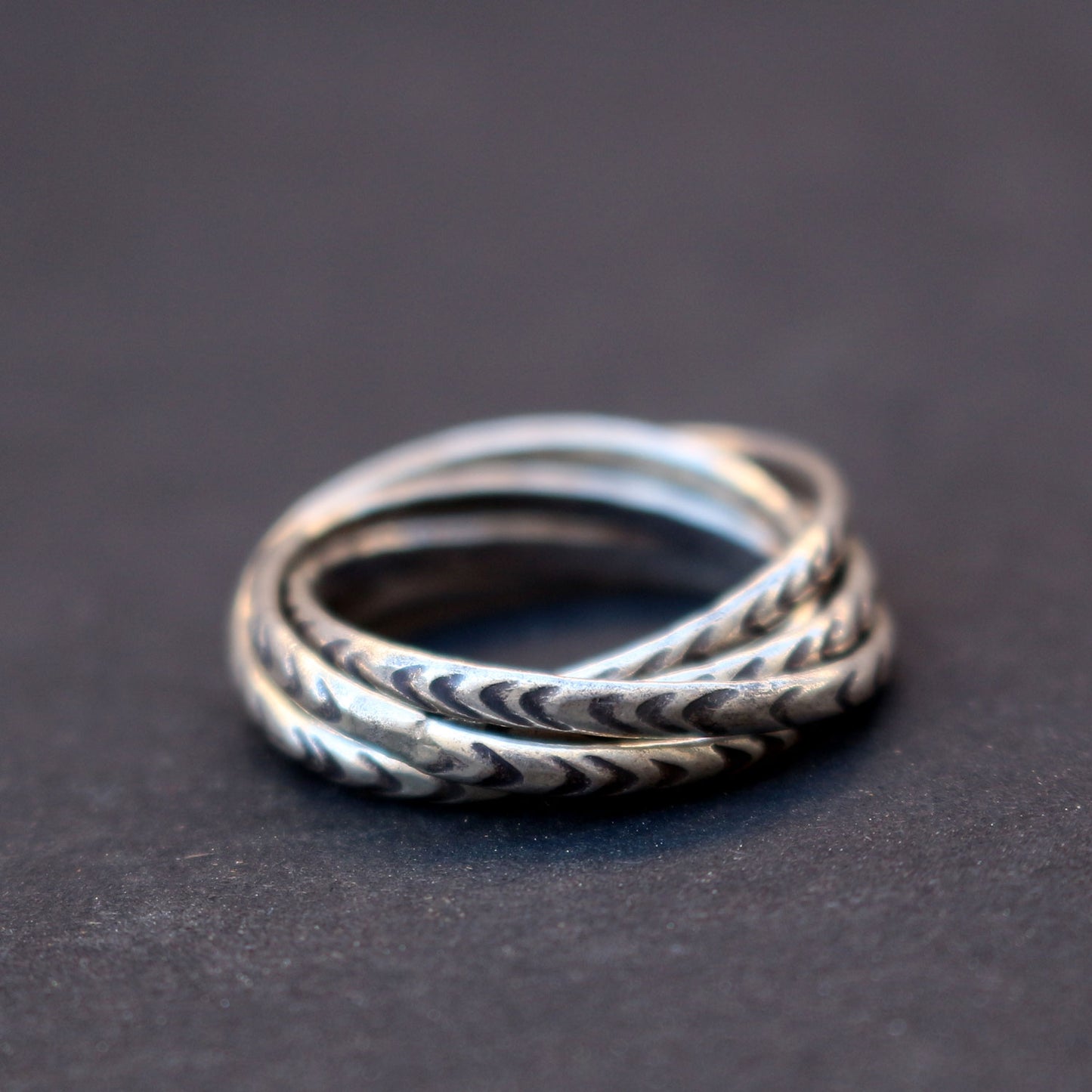 Etched Silver Stacking Ring