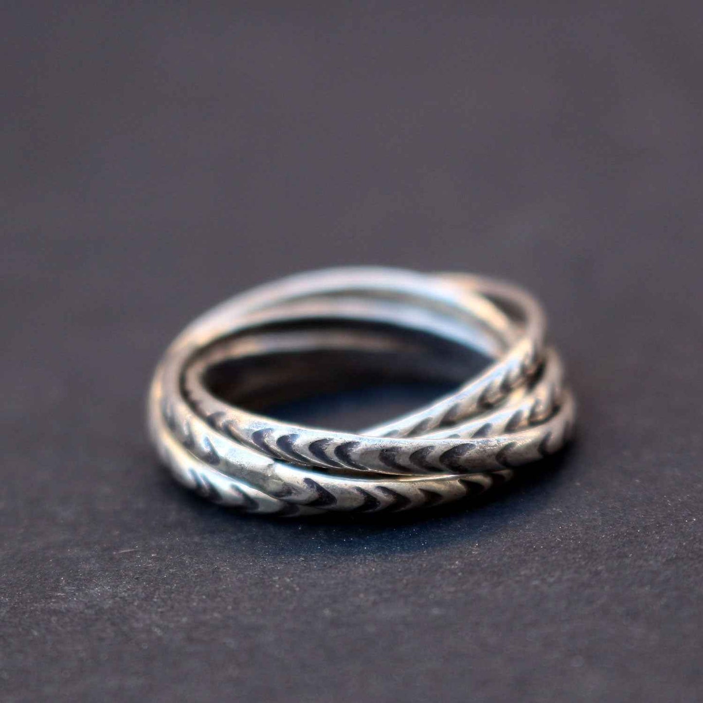 Etched Silver Stacking Ring