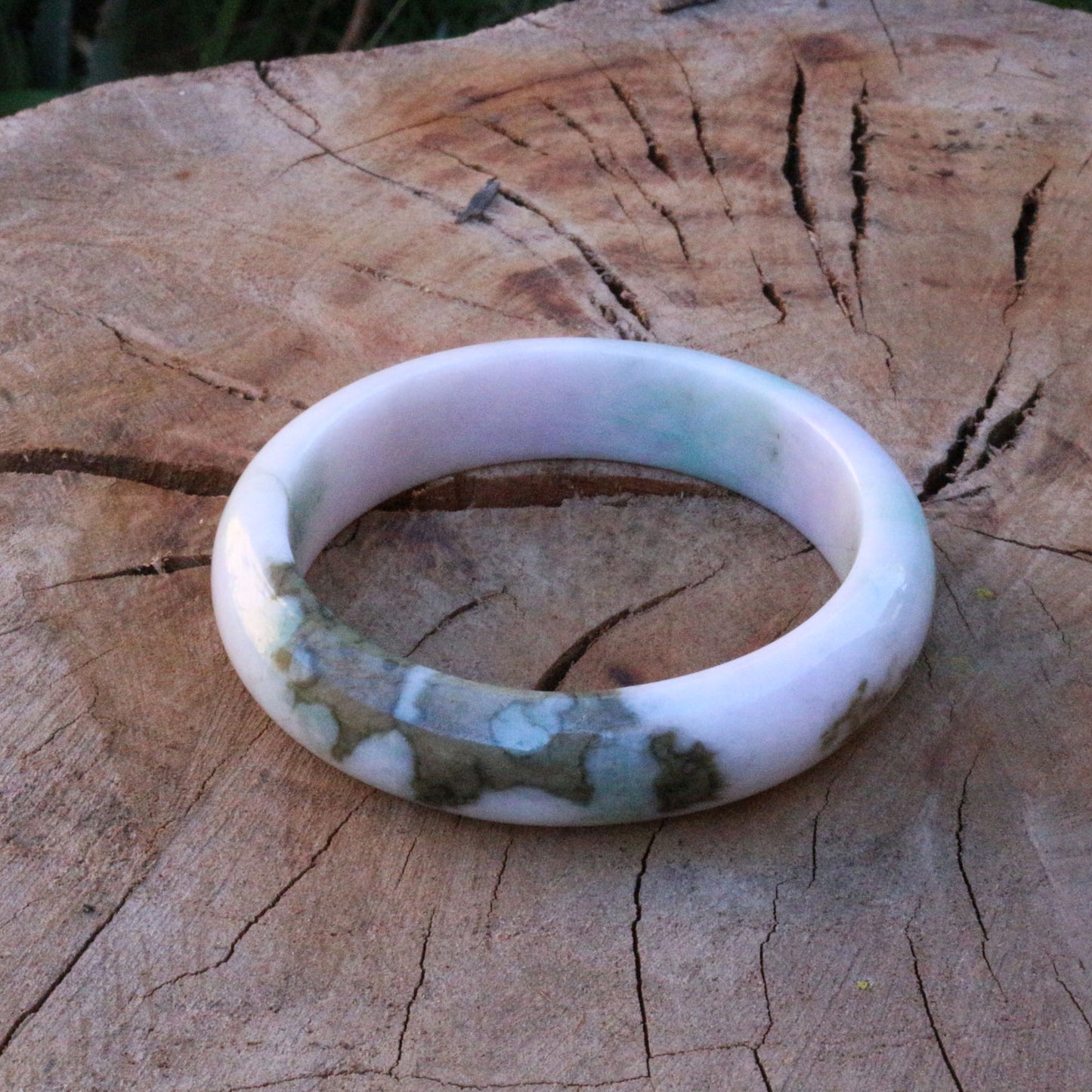 White & Green Jade Bangle