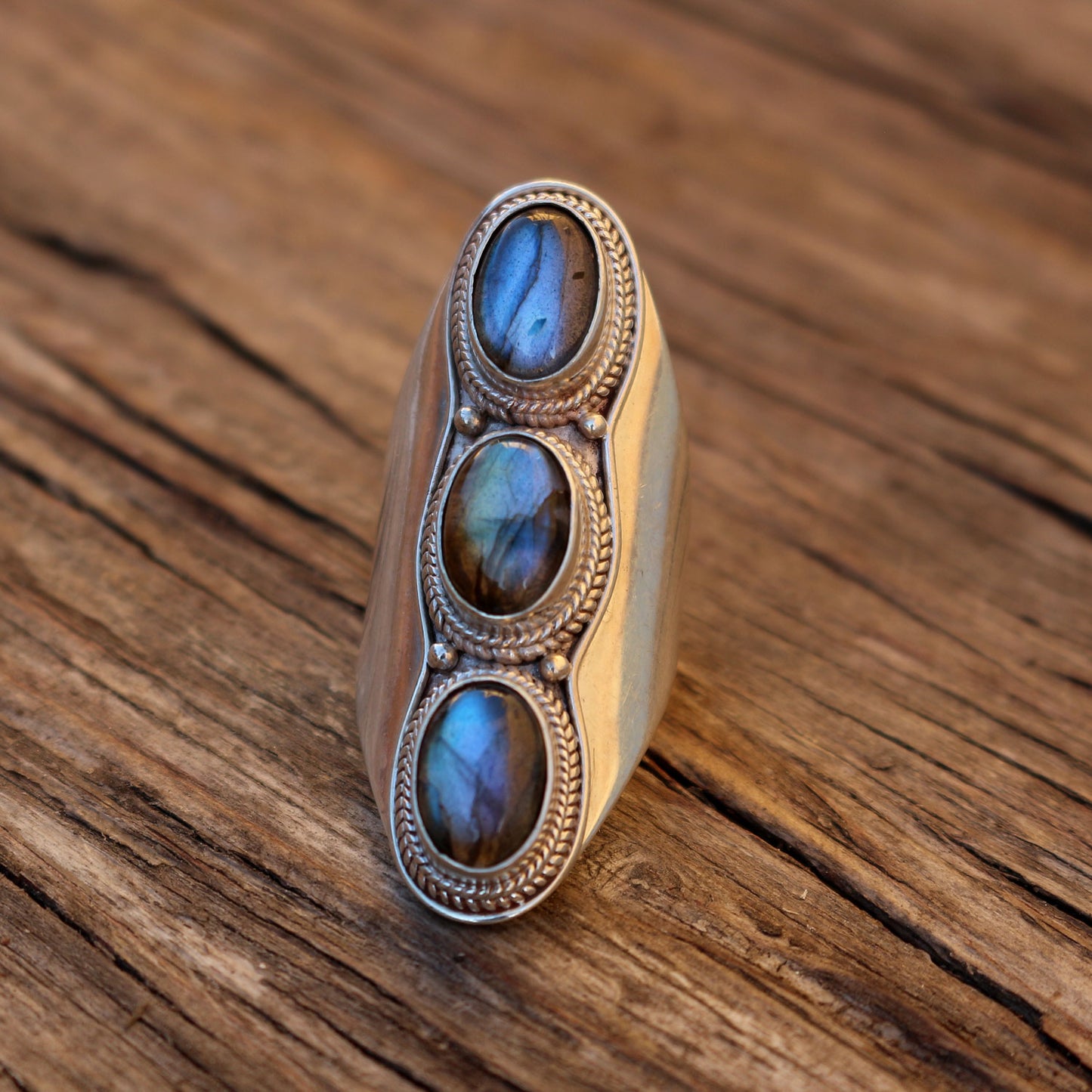 Labradorite Saddle Ring
