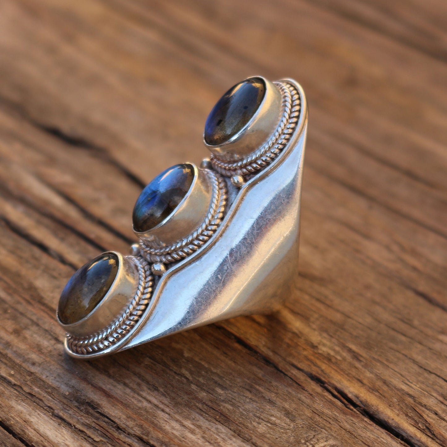 Labradorite Saddle Ring