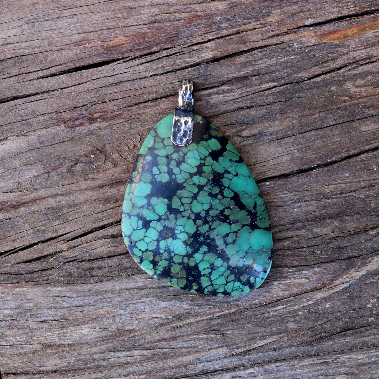 Tibetan Turquoise On Black Leather Necklace