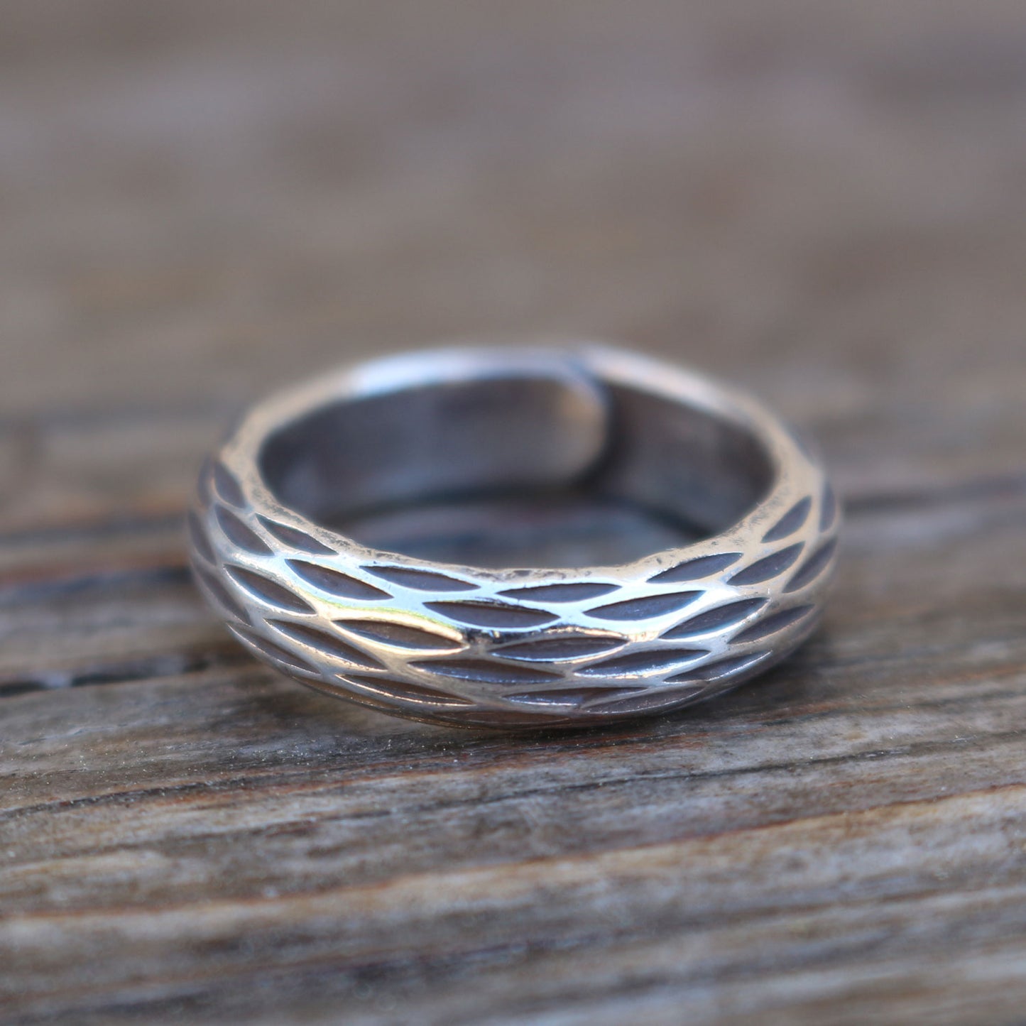 Etched Sterling Silver Band Ring
