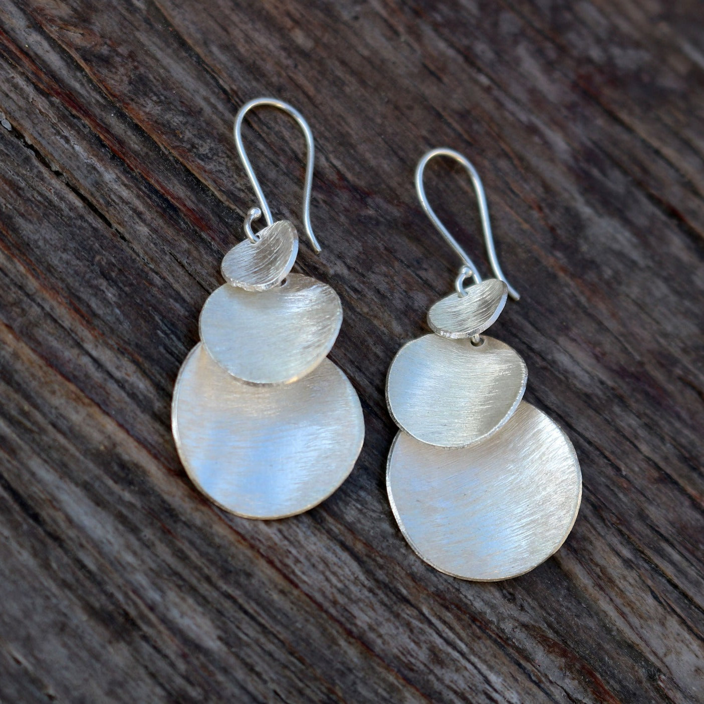 Brushed Hilltribe Silver Dangle Earrings
