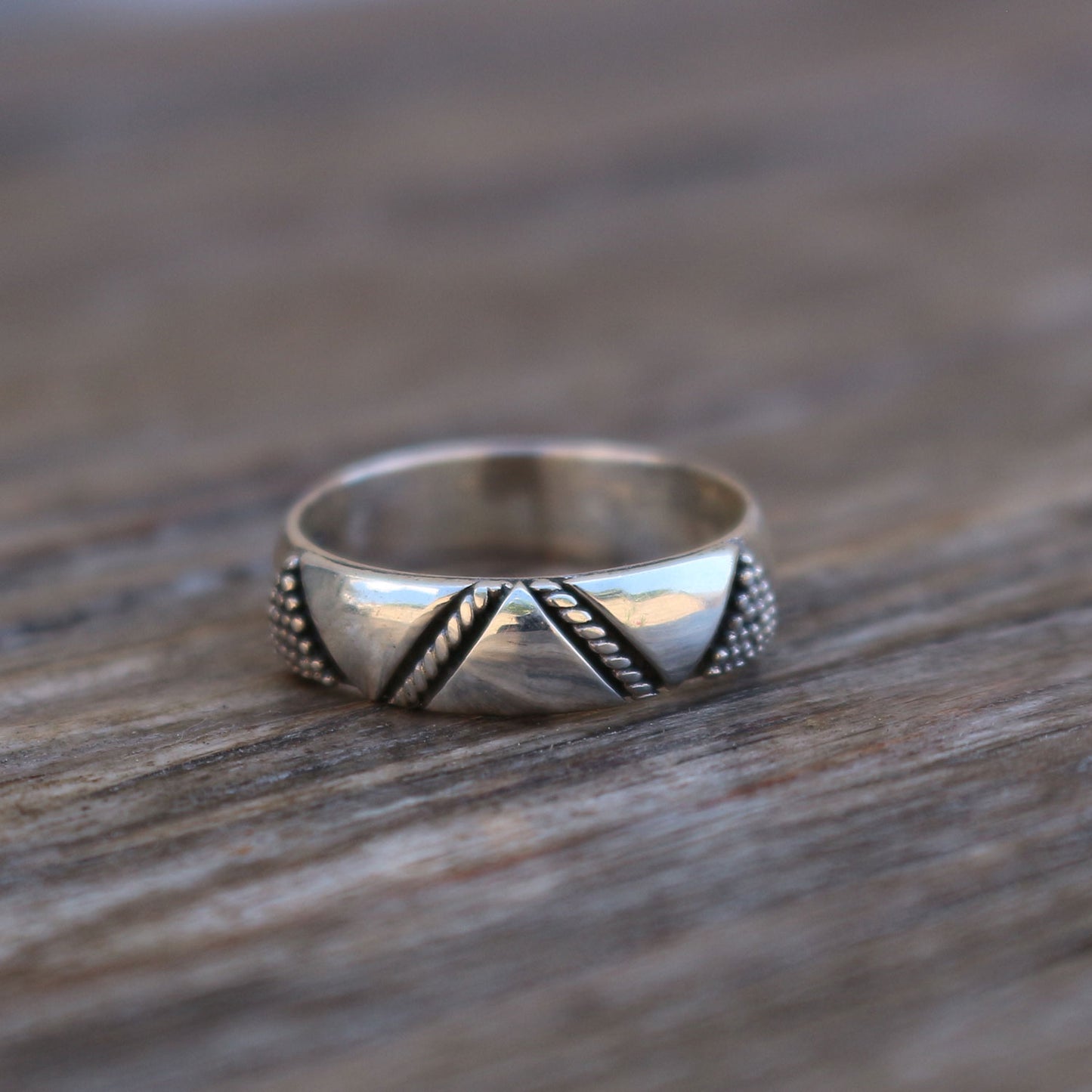 Twisted Wire Granules Silver Ring