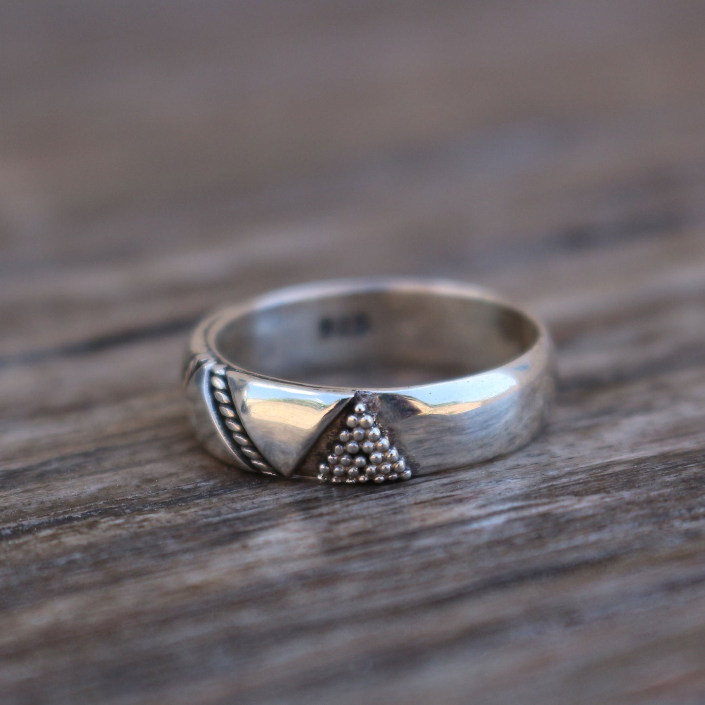 Twisted Wire Granules Silver Ring