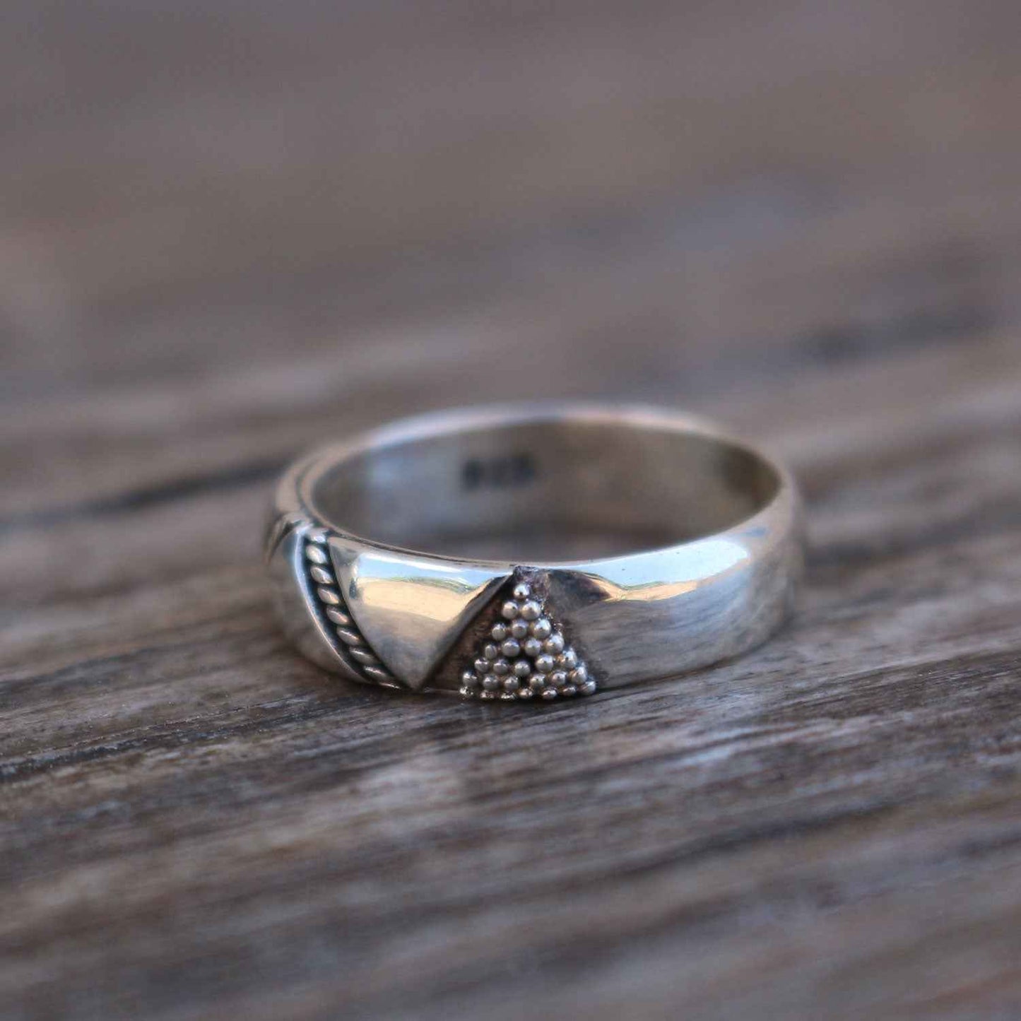 Twisted Wire Granules Silver Ring