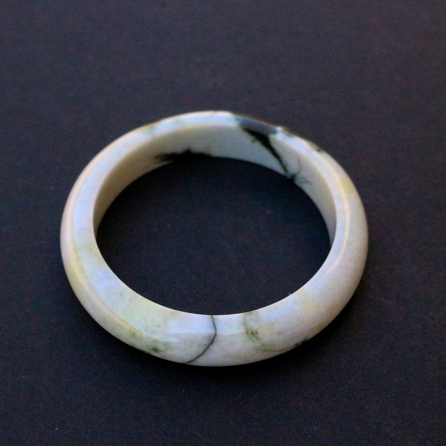 White And Dark Green Jade Bangle