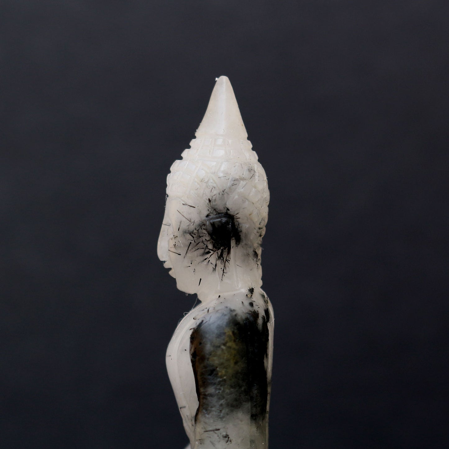 White & Black Quartz Meditating Buddha Statue