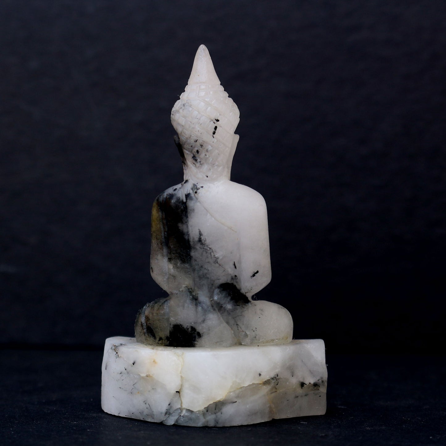 White & Black Quartz Meditating Buddha Statue