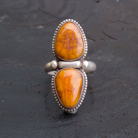 Tibetan amber silver ring