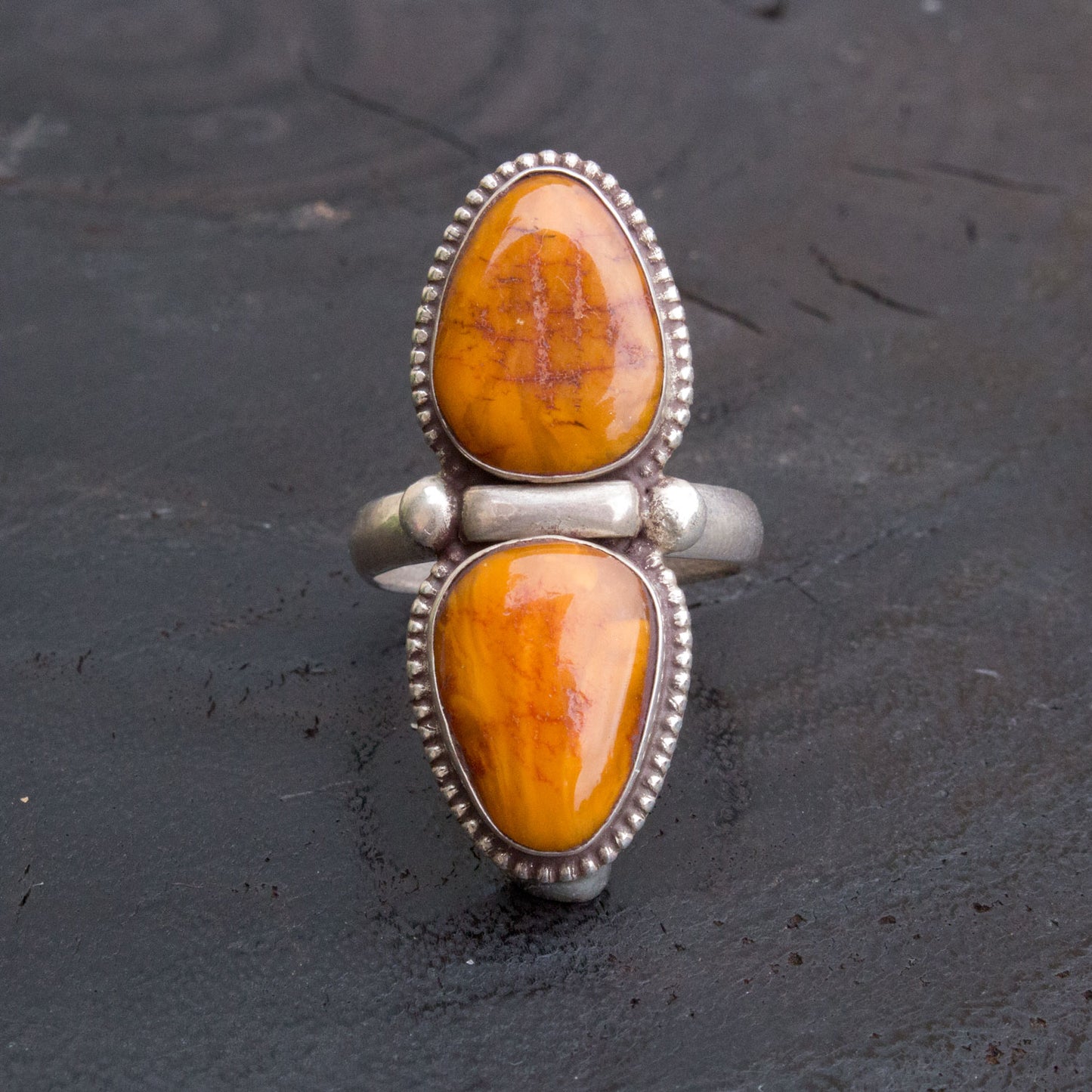 Amber Silver Ring
