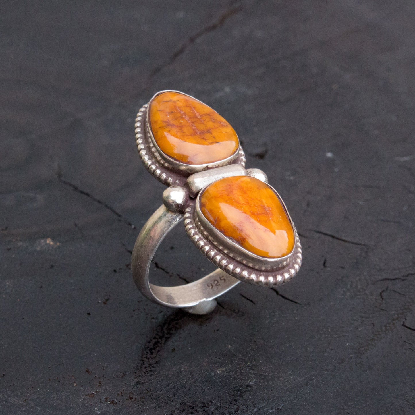 Amber Silver Ring