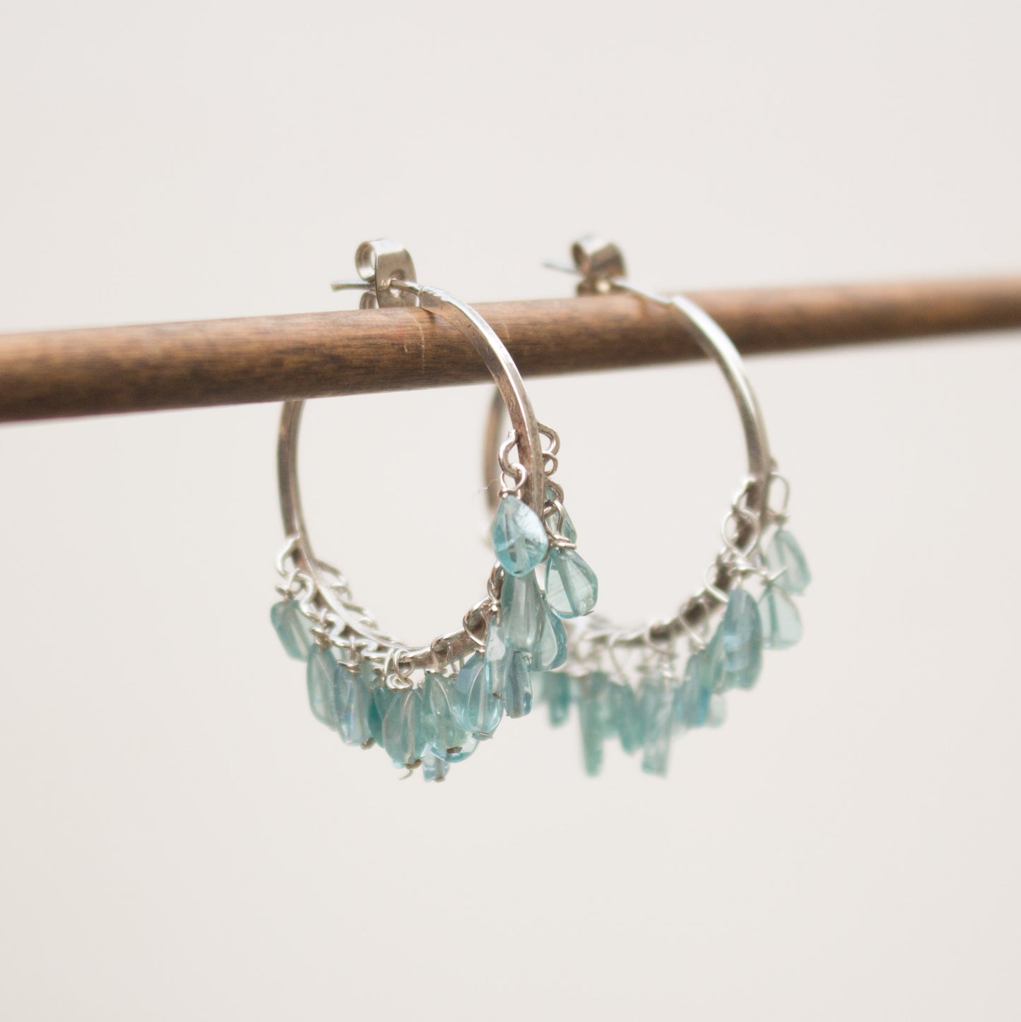 Blue Apatite Sterling Silver Hoops