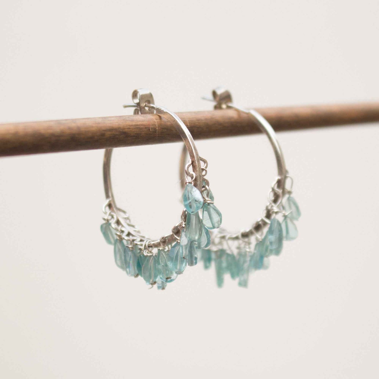 Blue Apatite Sterling Silver Hoops