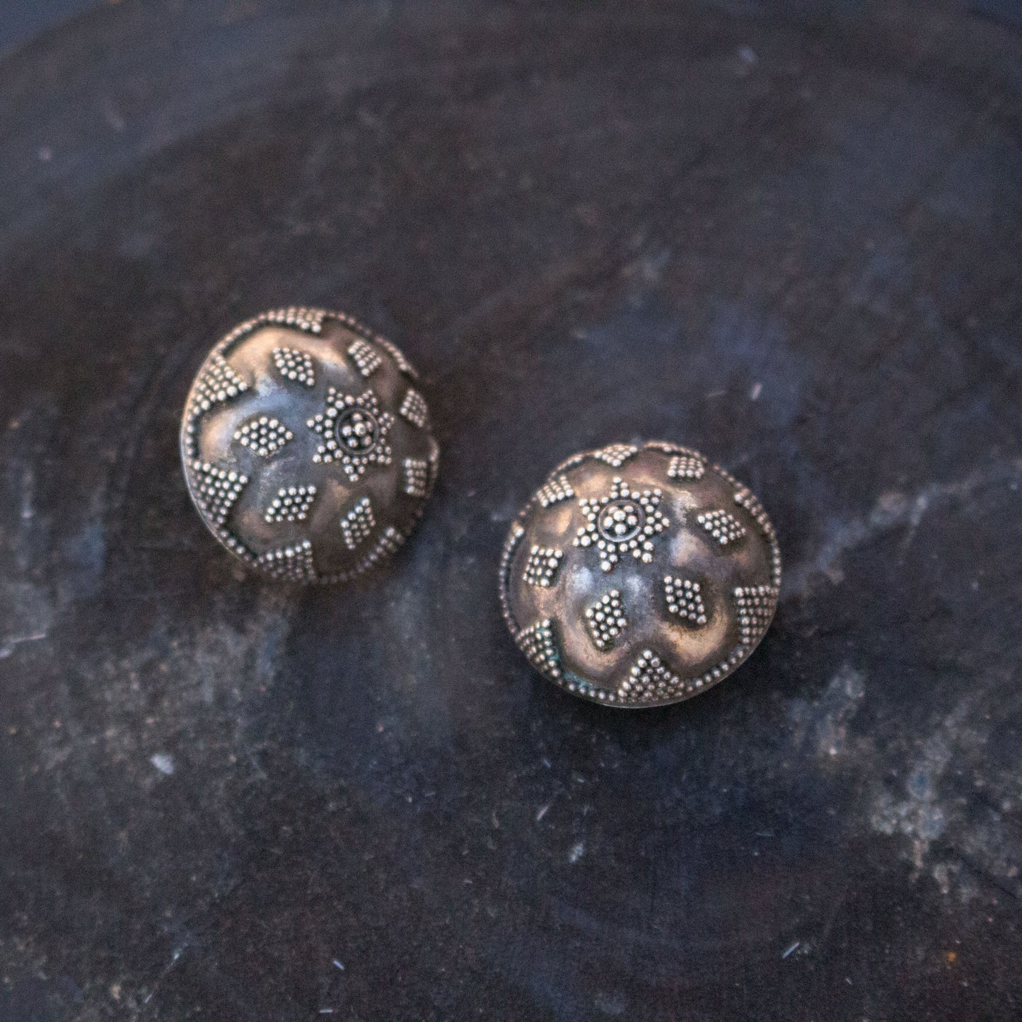 Vintage Granule Sterling Earrings