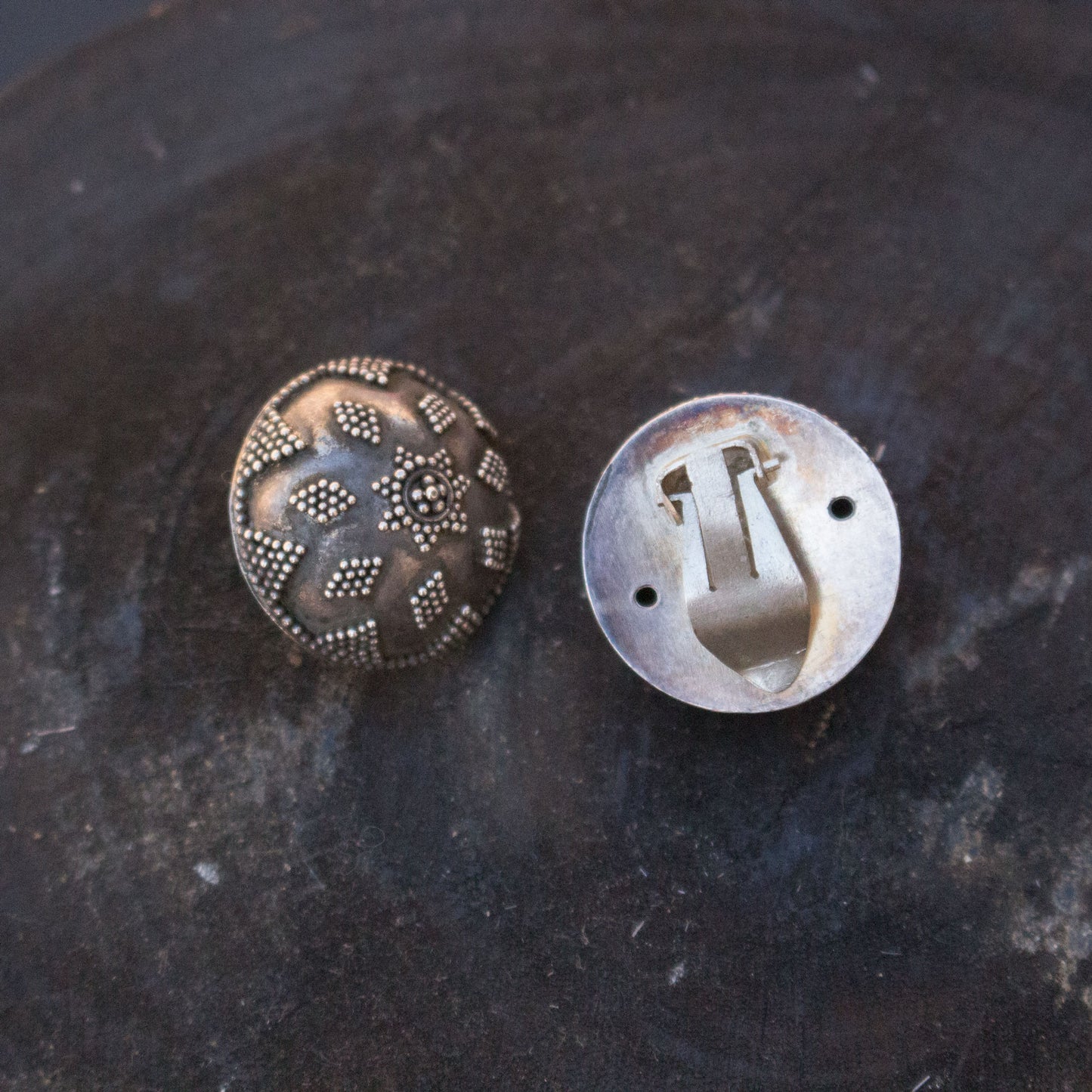 Vintage Granule Sterling Earrings