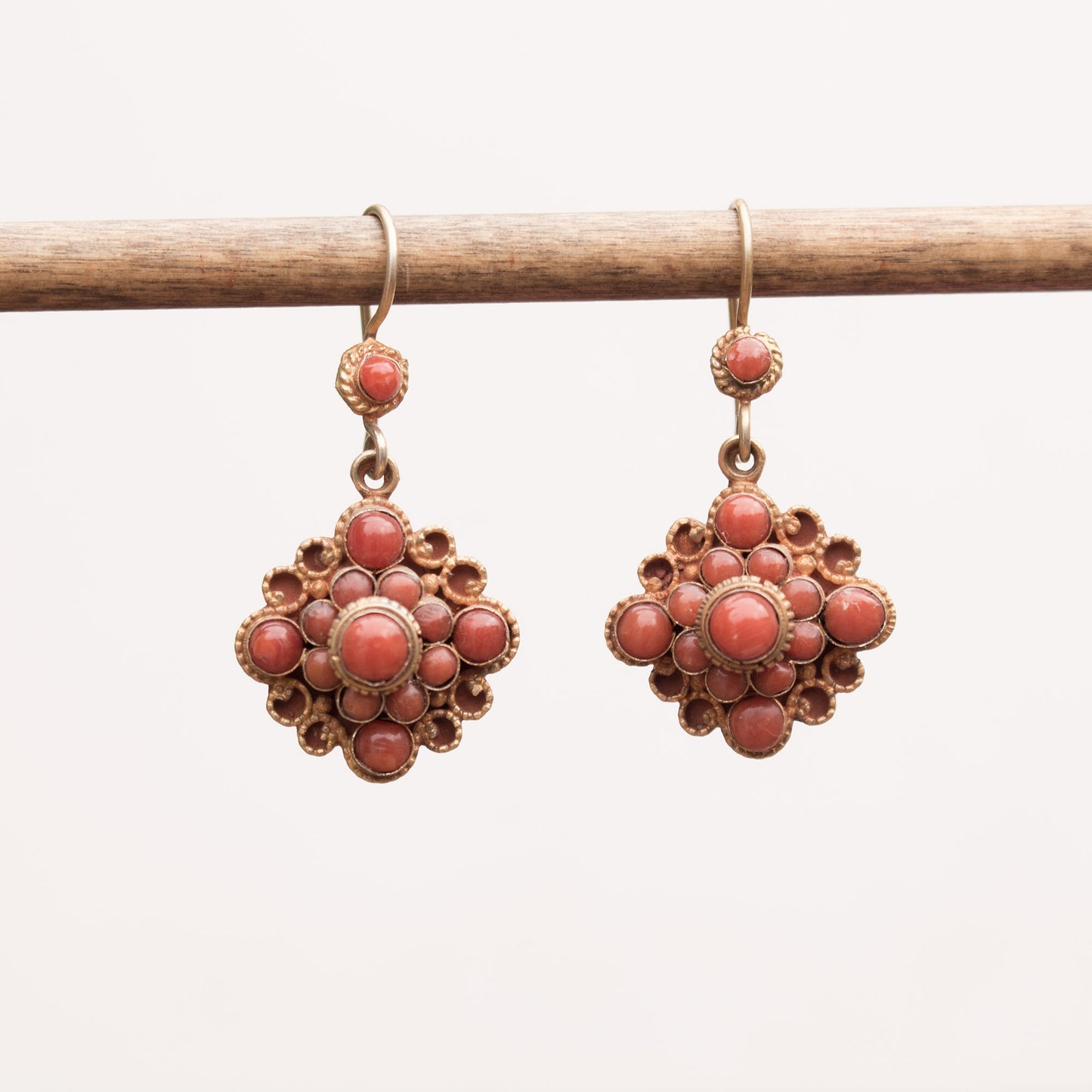 Coral Dangle Mandala Earrings