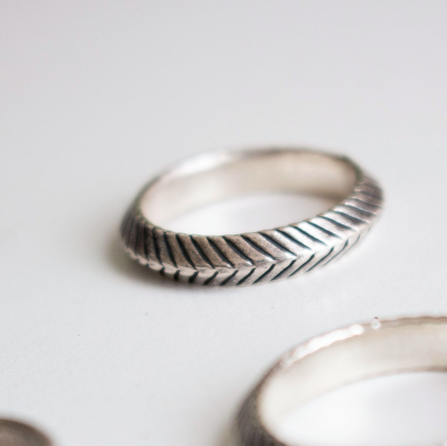 Sterling silver etched ring