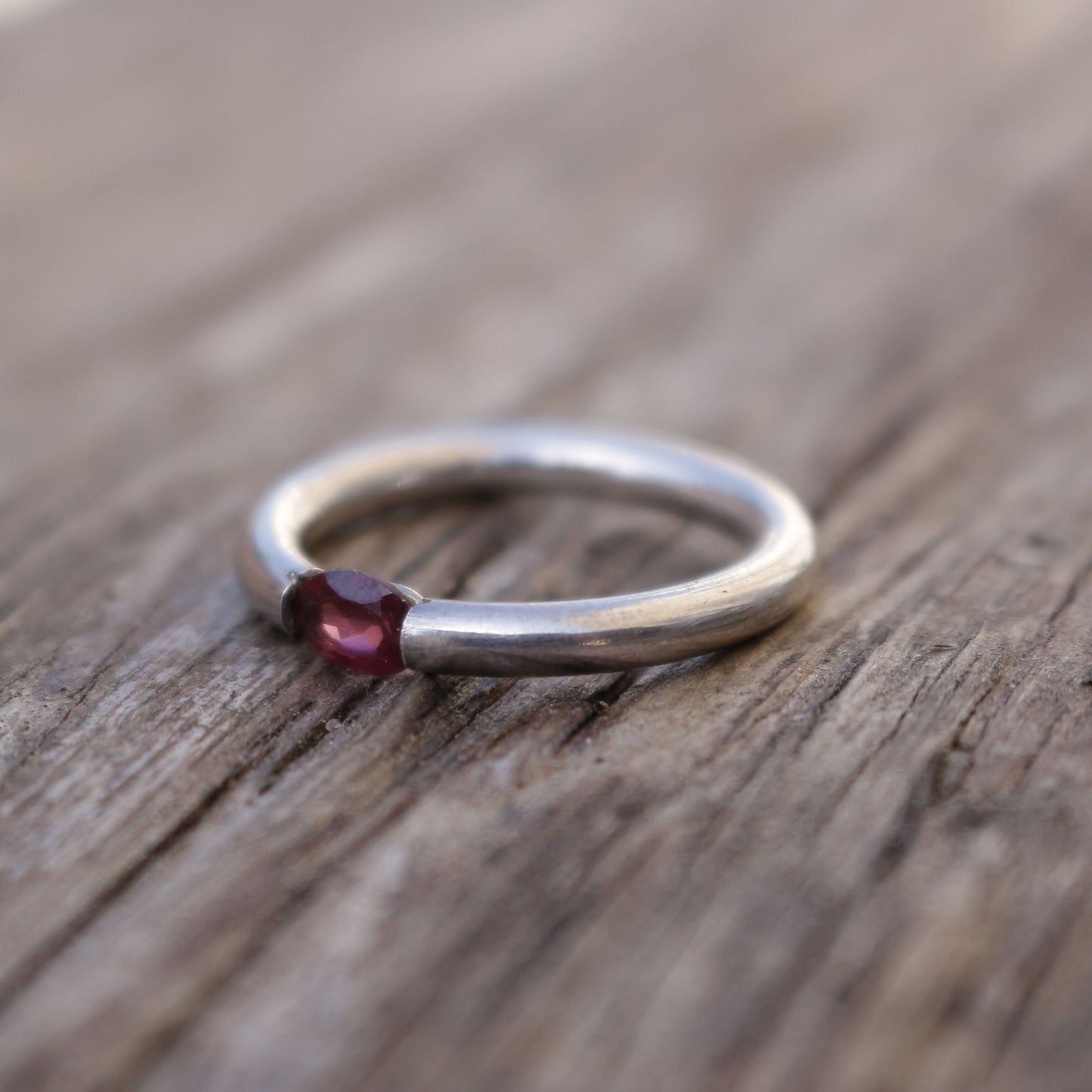 Faceted Garnet Sterling Silver Ring