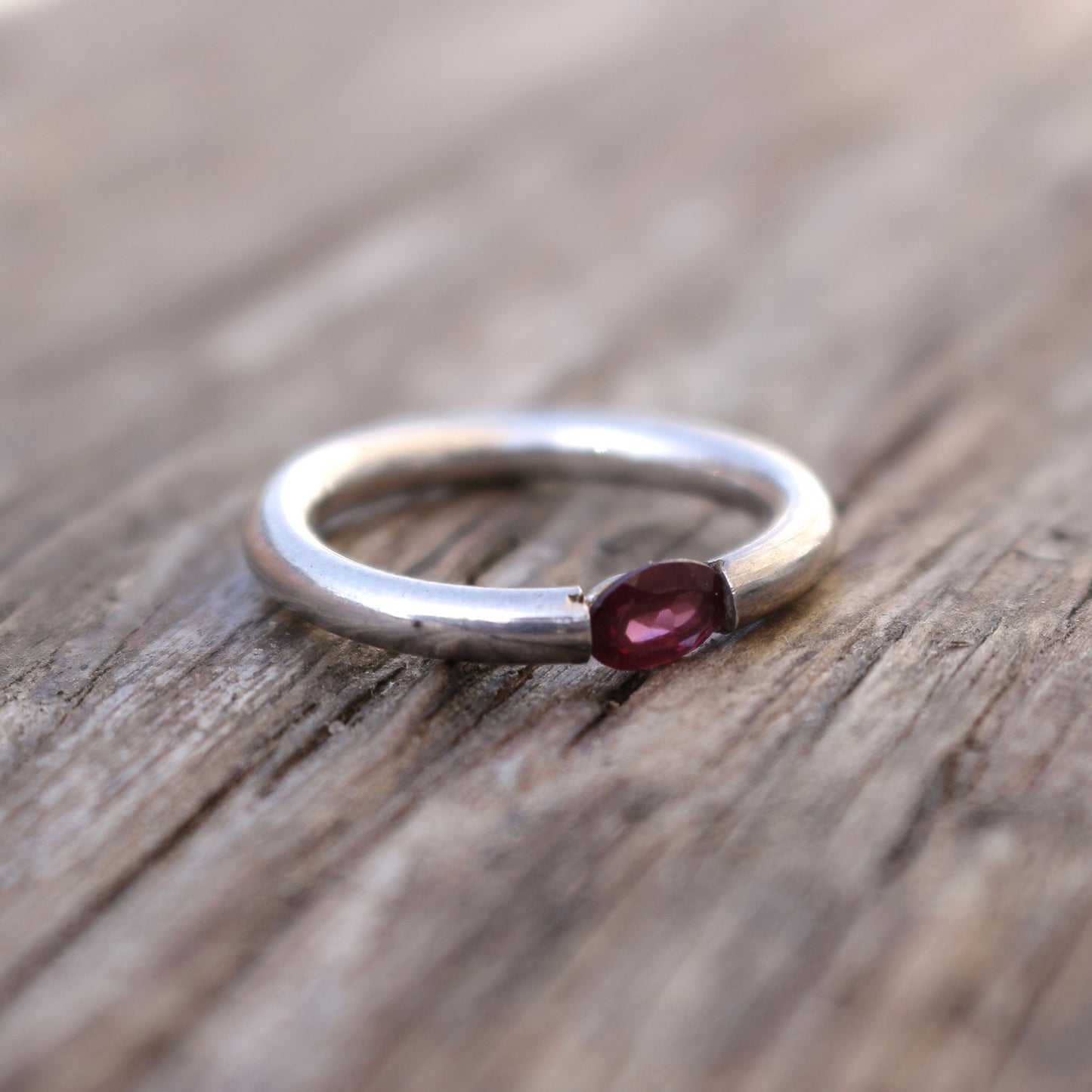 Faceted Garnet Sterling Silver Ring