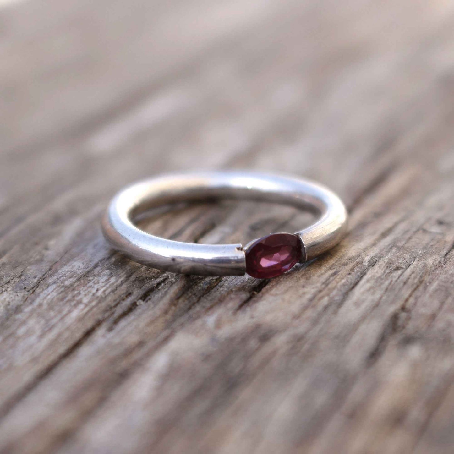 Faceted Garnet Sterling Silver Ring