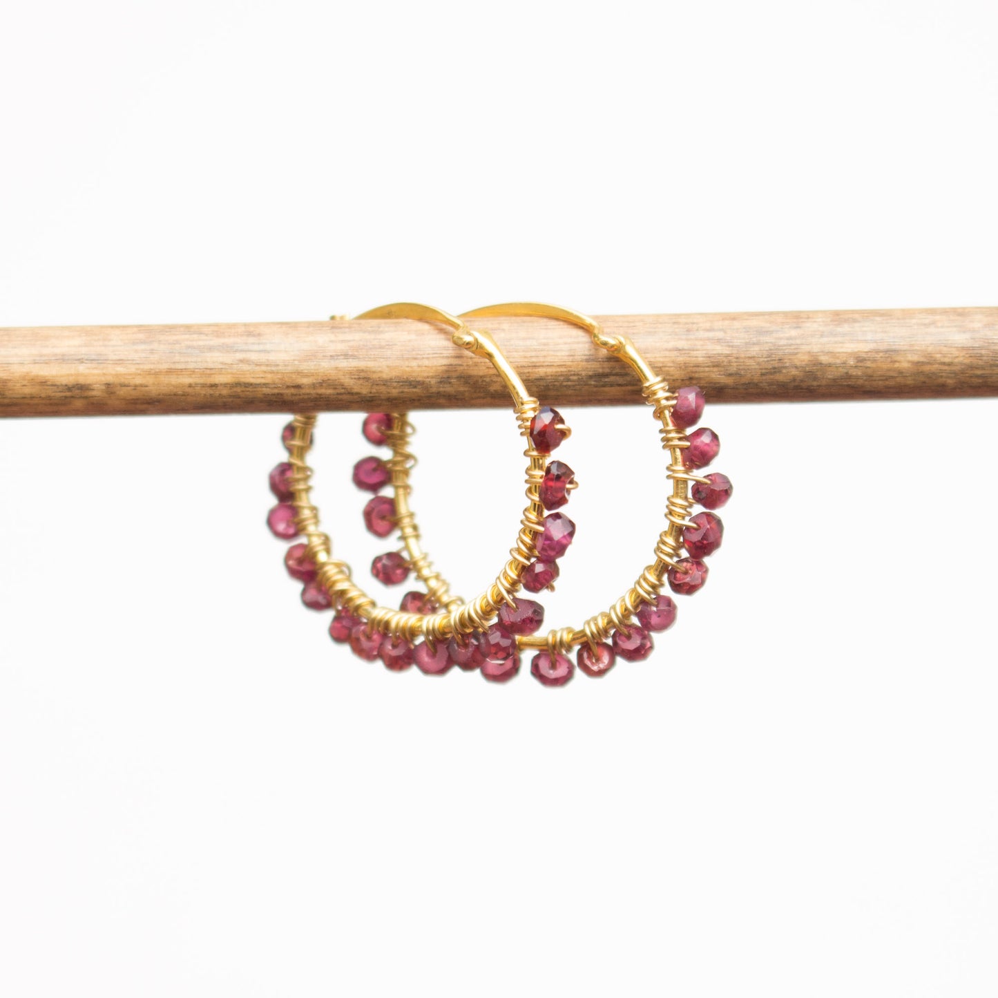 Vermeil Garnet Hoops