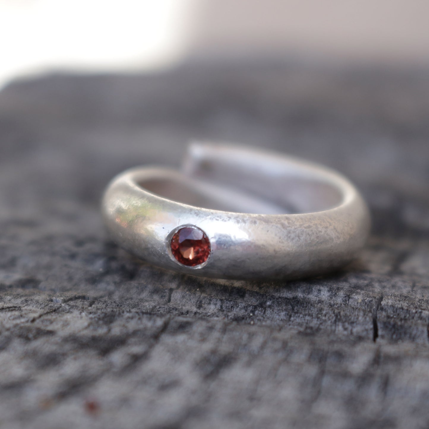 Faceted Garnet Silver Ring