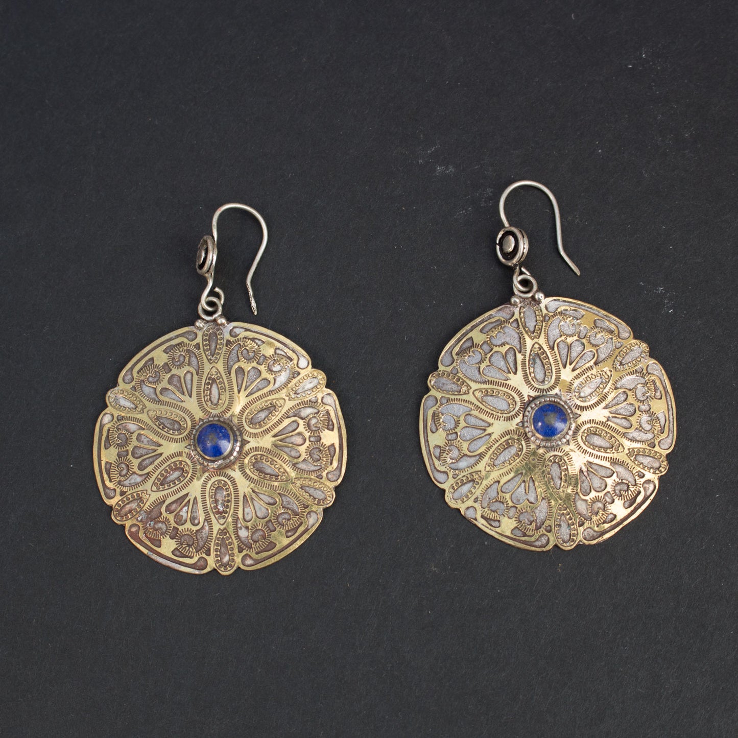 Turquoise Etched Brass Rarrings