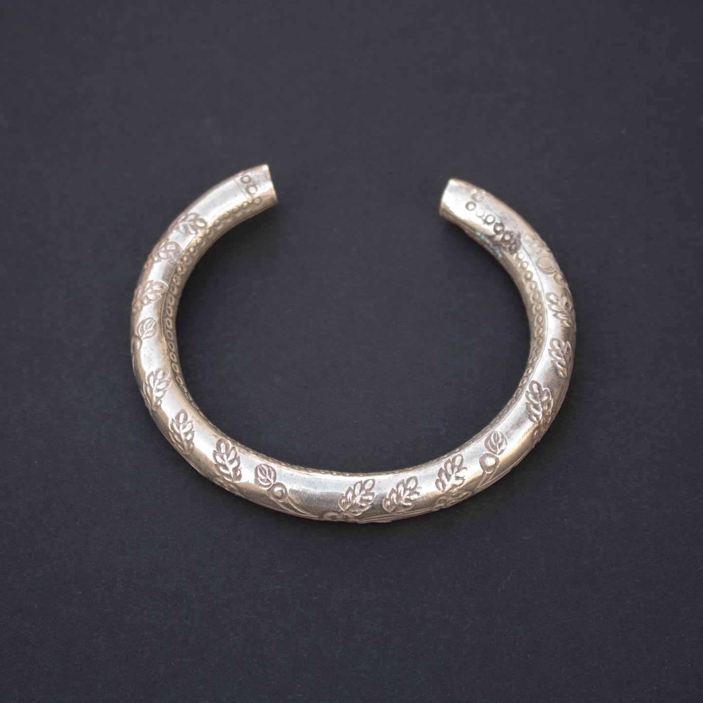 Etched Hilltribe Silver Bangle Bracelet