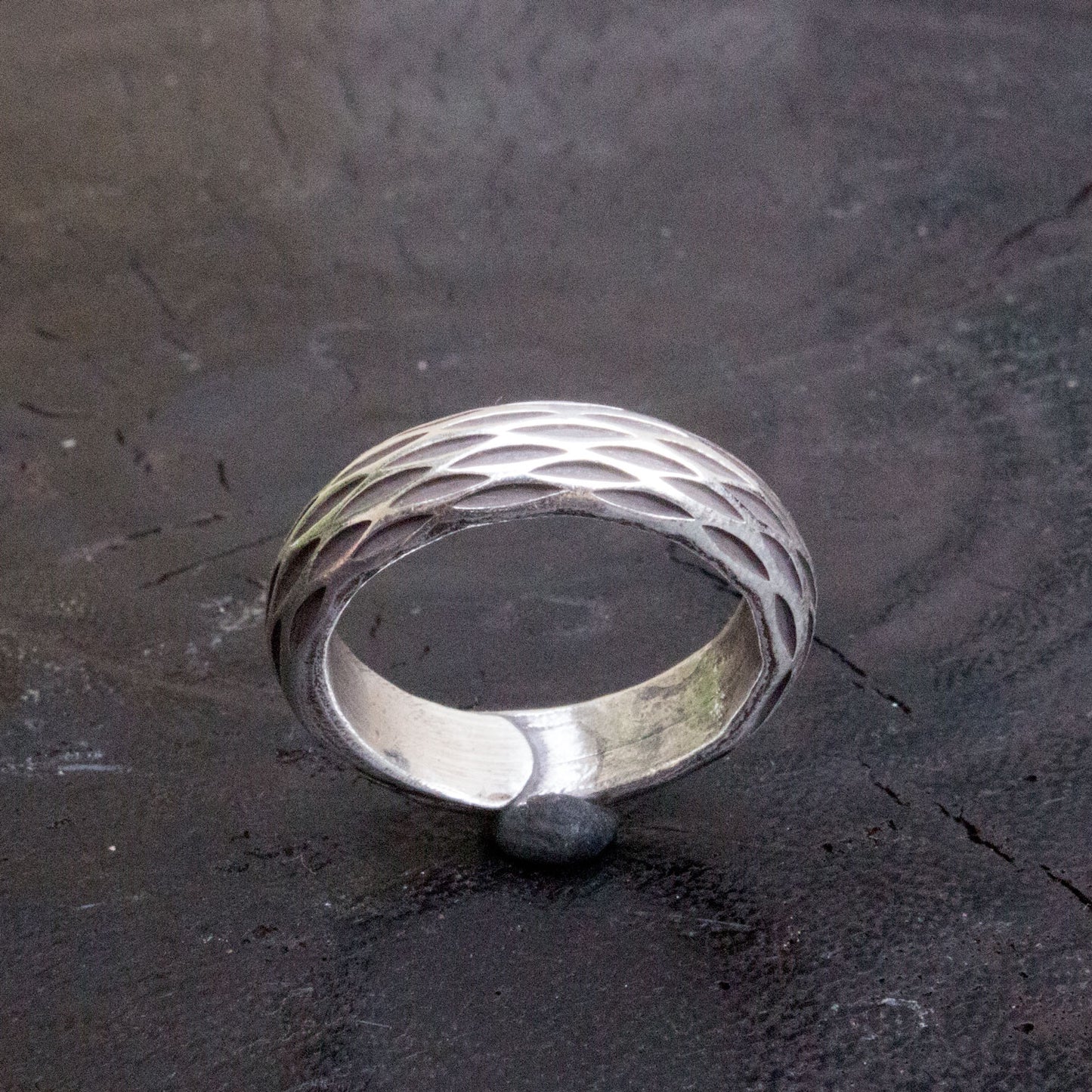 Etched Sterling Silver Band Ring