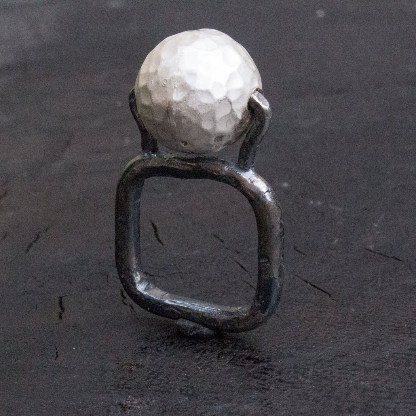 Square silver ring