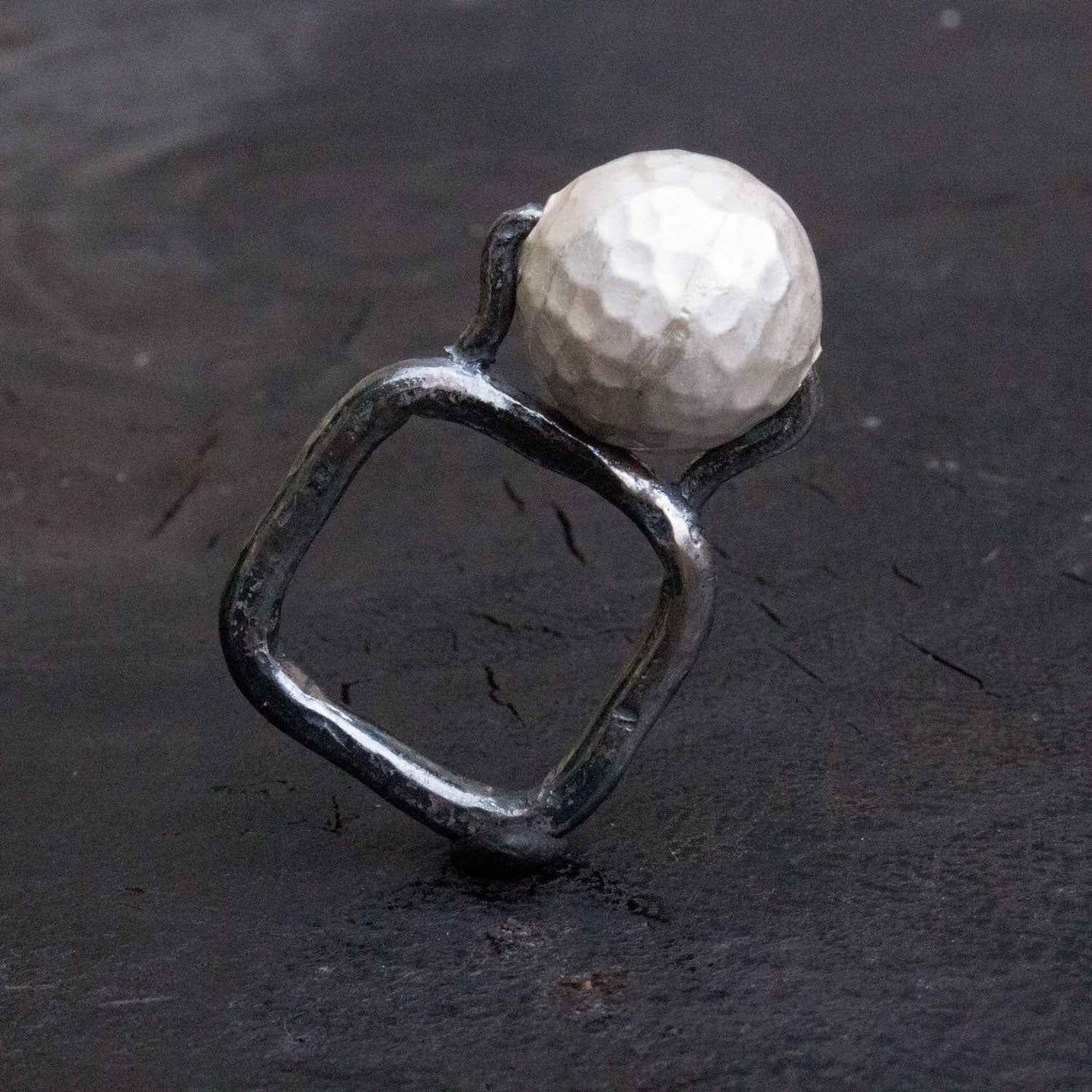 Square silver ring