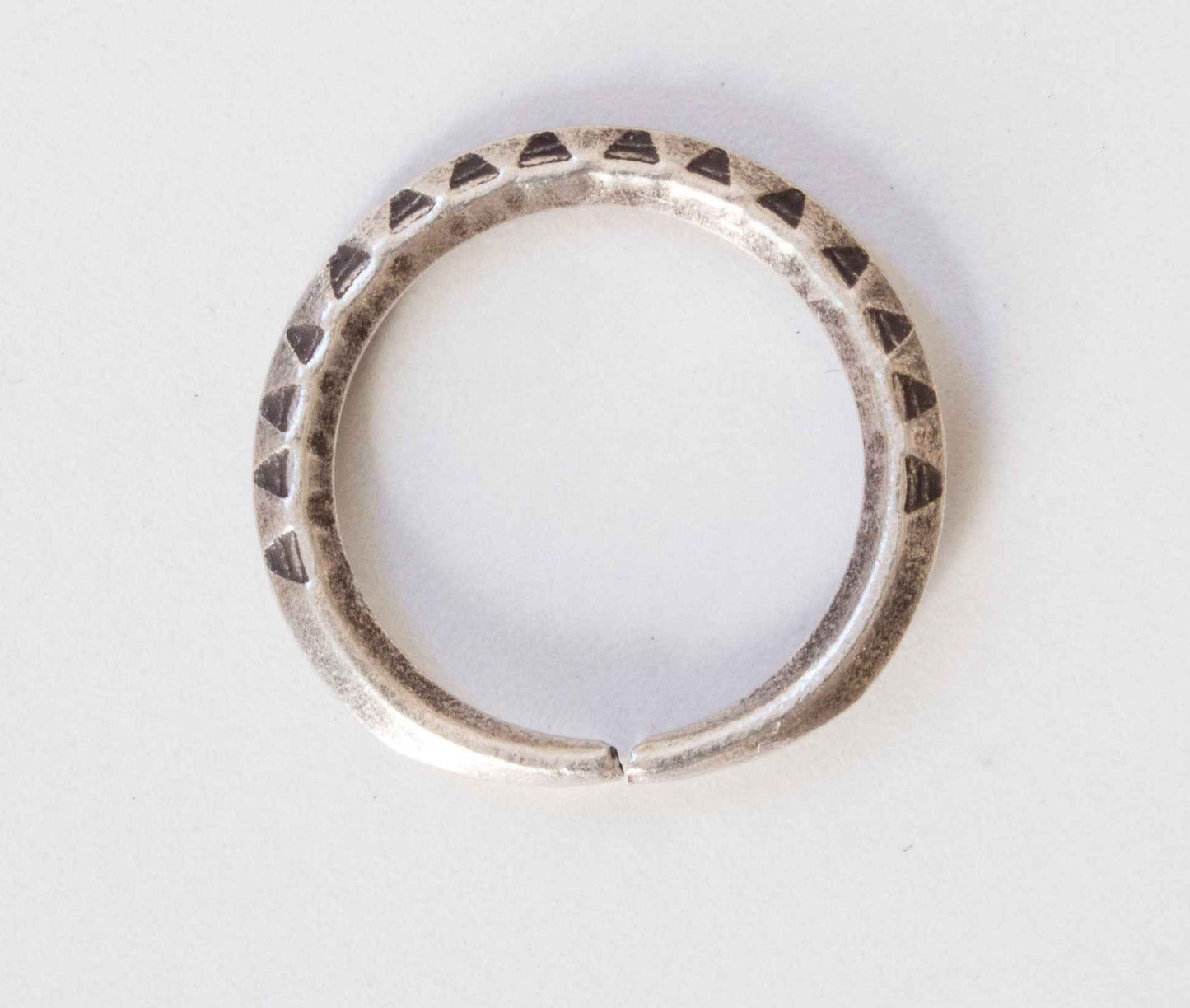 Stamped Thin Hill Tribe Silver Ring