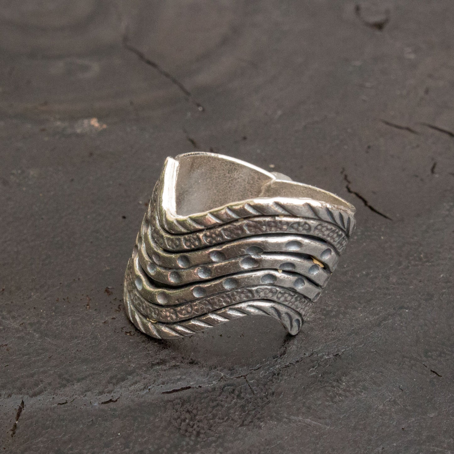 Stamped sterling ring