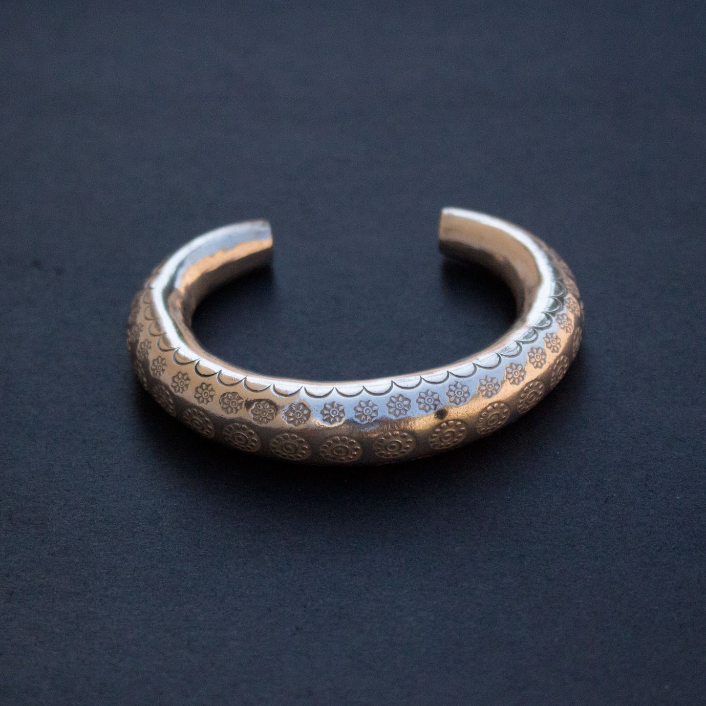 Etched Hilltribe Silver Bangle Bracelet