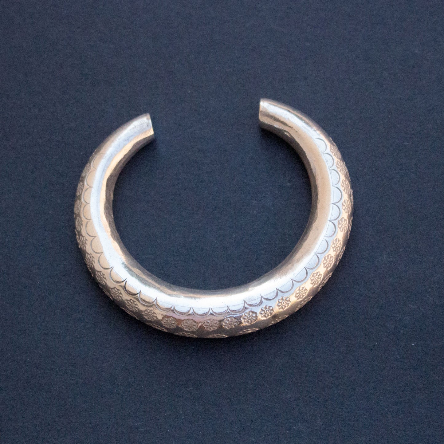 Etched Hilltribe Silver Bangle Bracelet