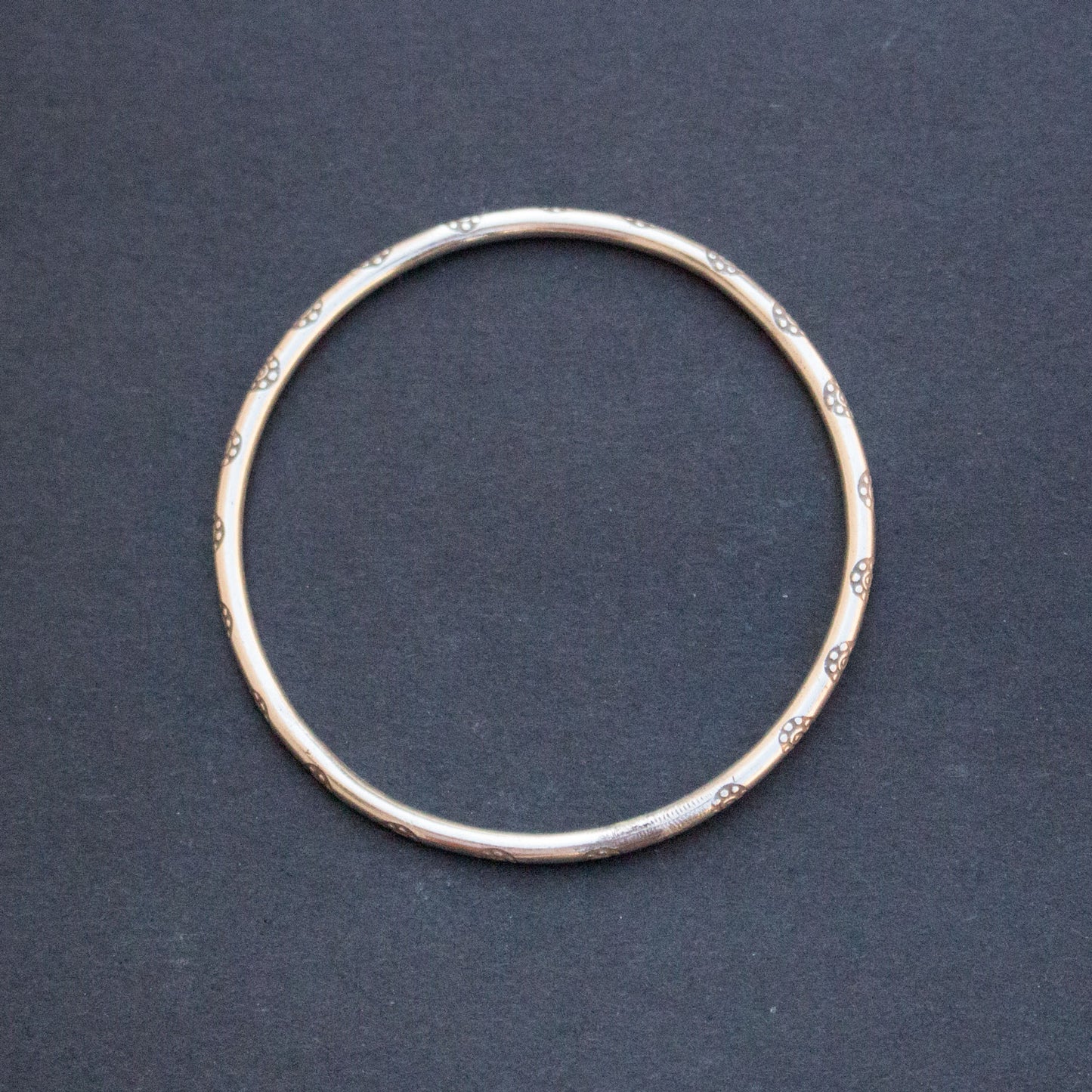 Etched Hilltribe Silver Bangle Bracelet