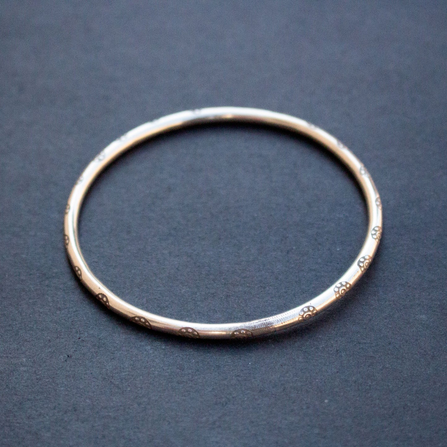 Etched Hilltribe Silver Bangle Bracelet