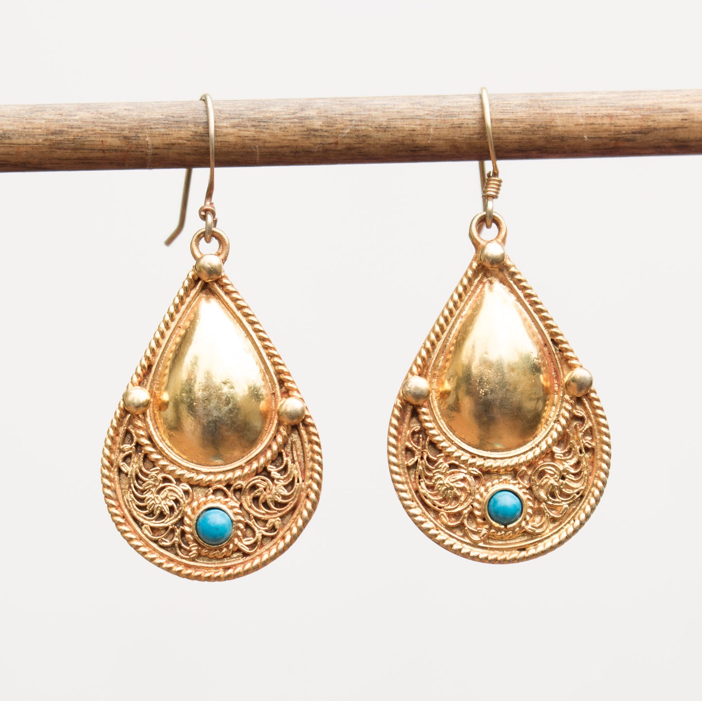 Teardrop Filigree Vermeil Earrings