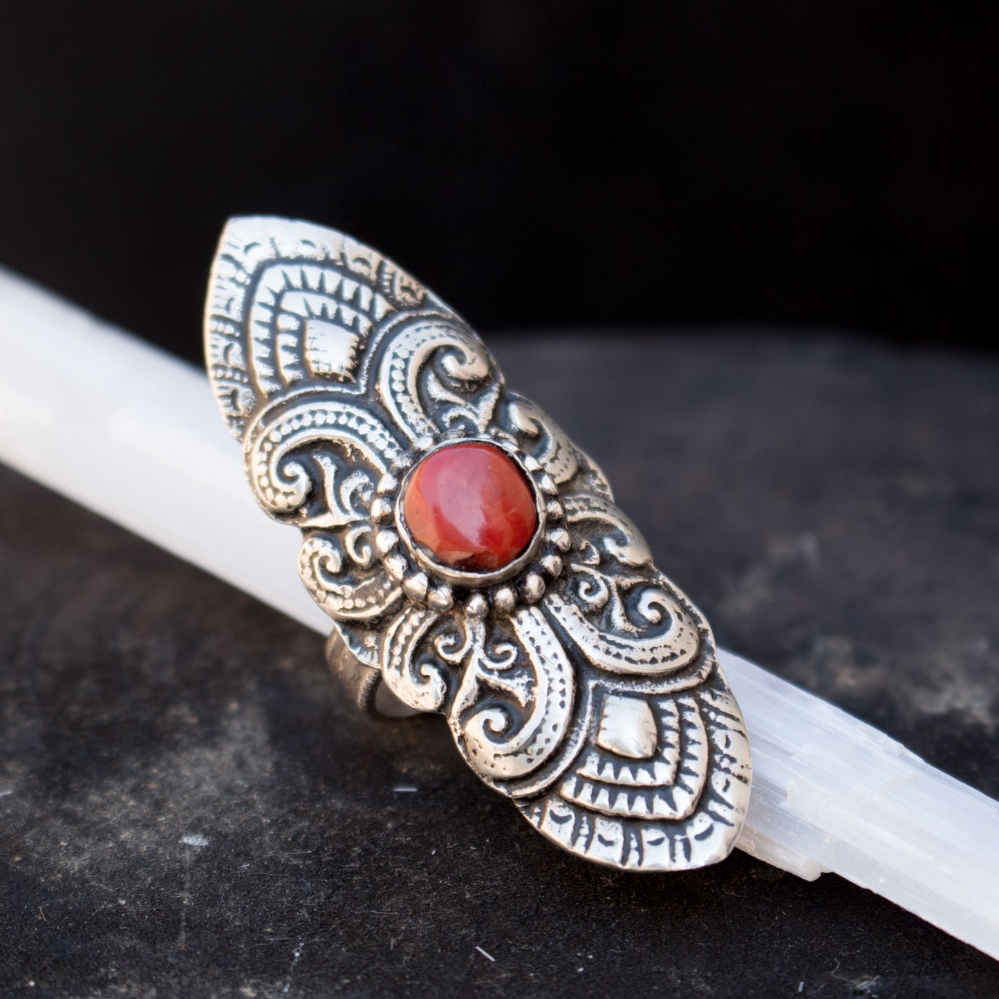 Large Tibetan Coral Ring