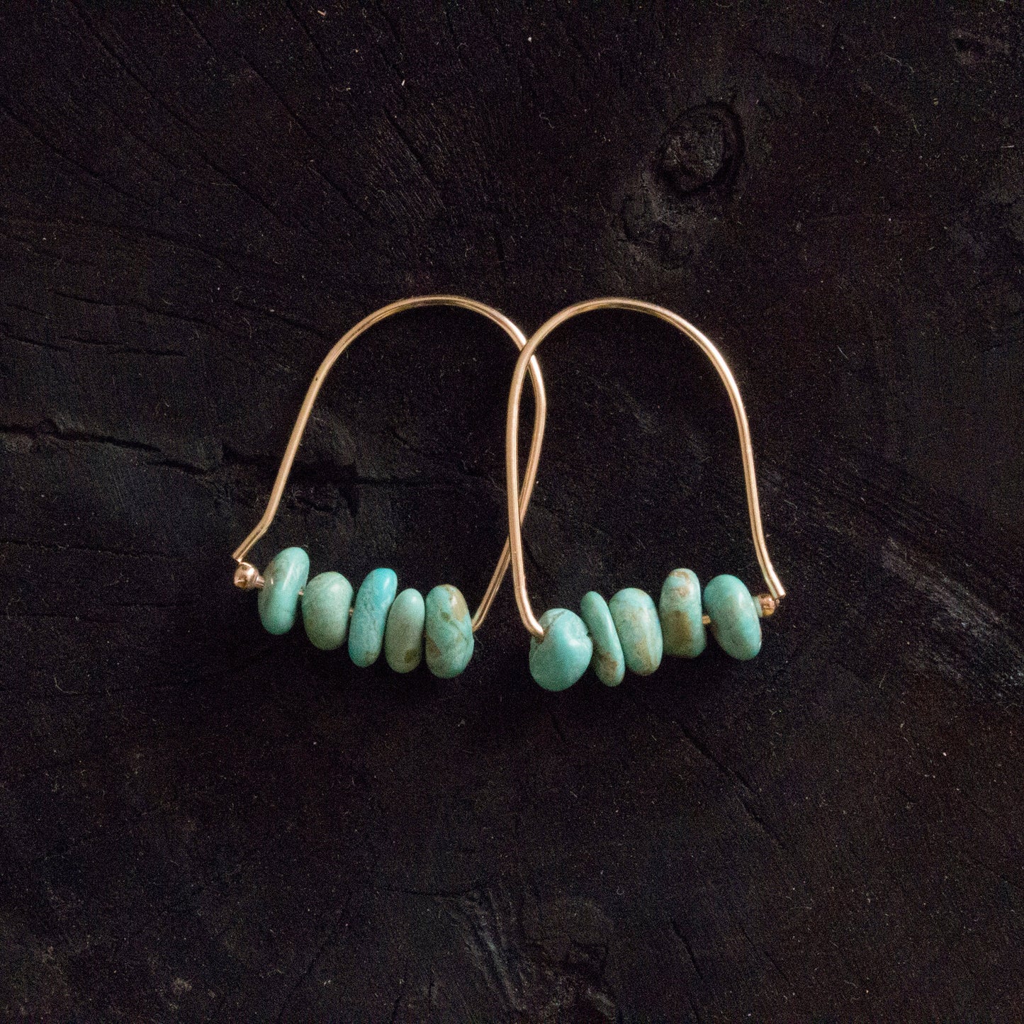 Gold Filled Natural Turquoise Hoops