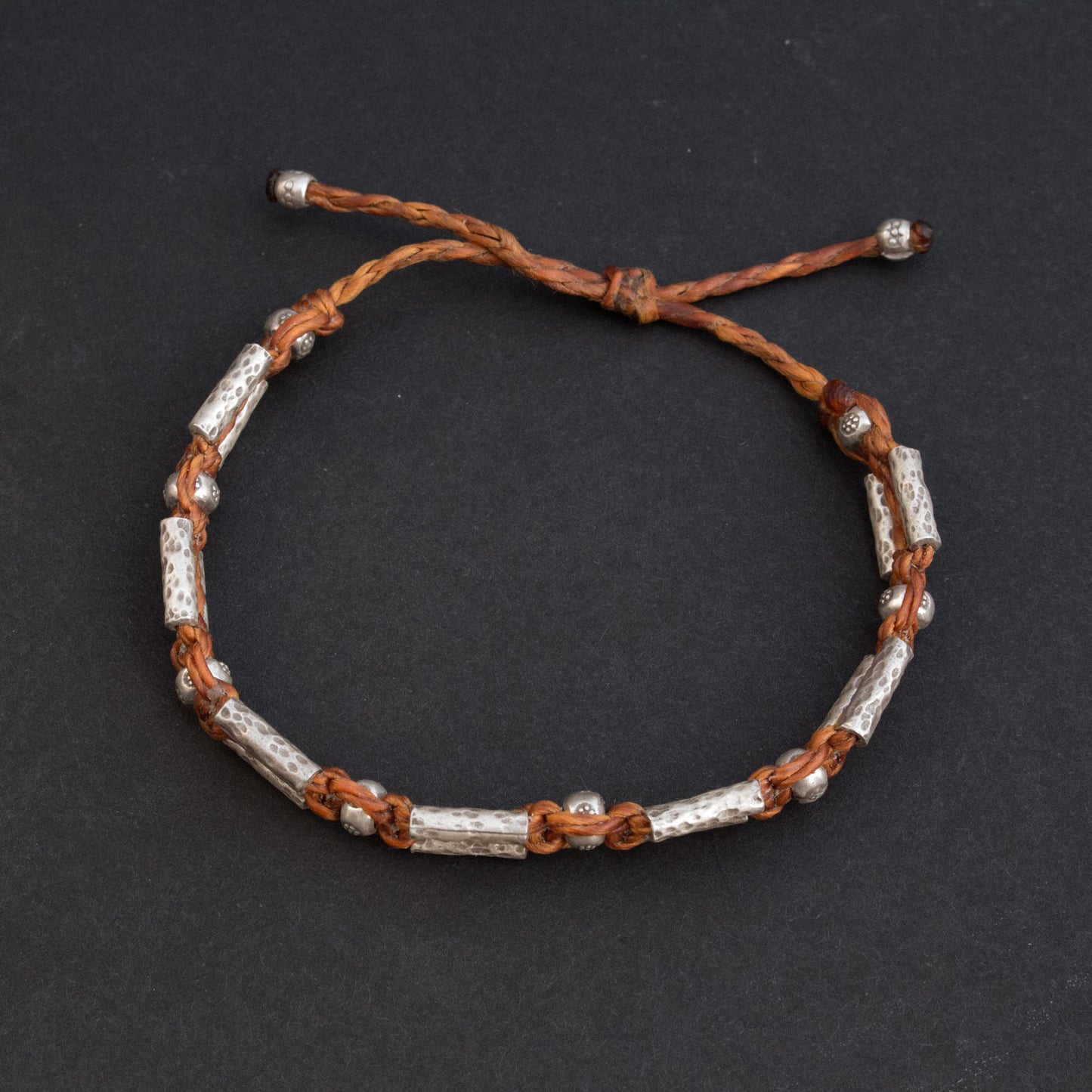 Braided Silver Beads Bracelet