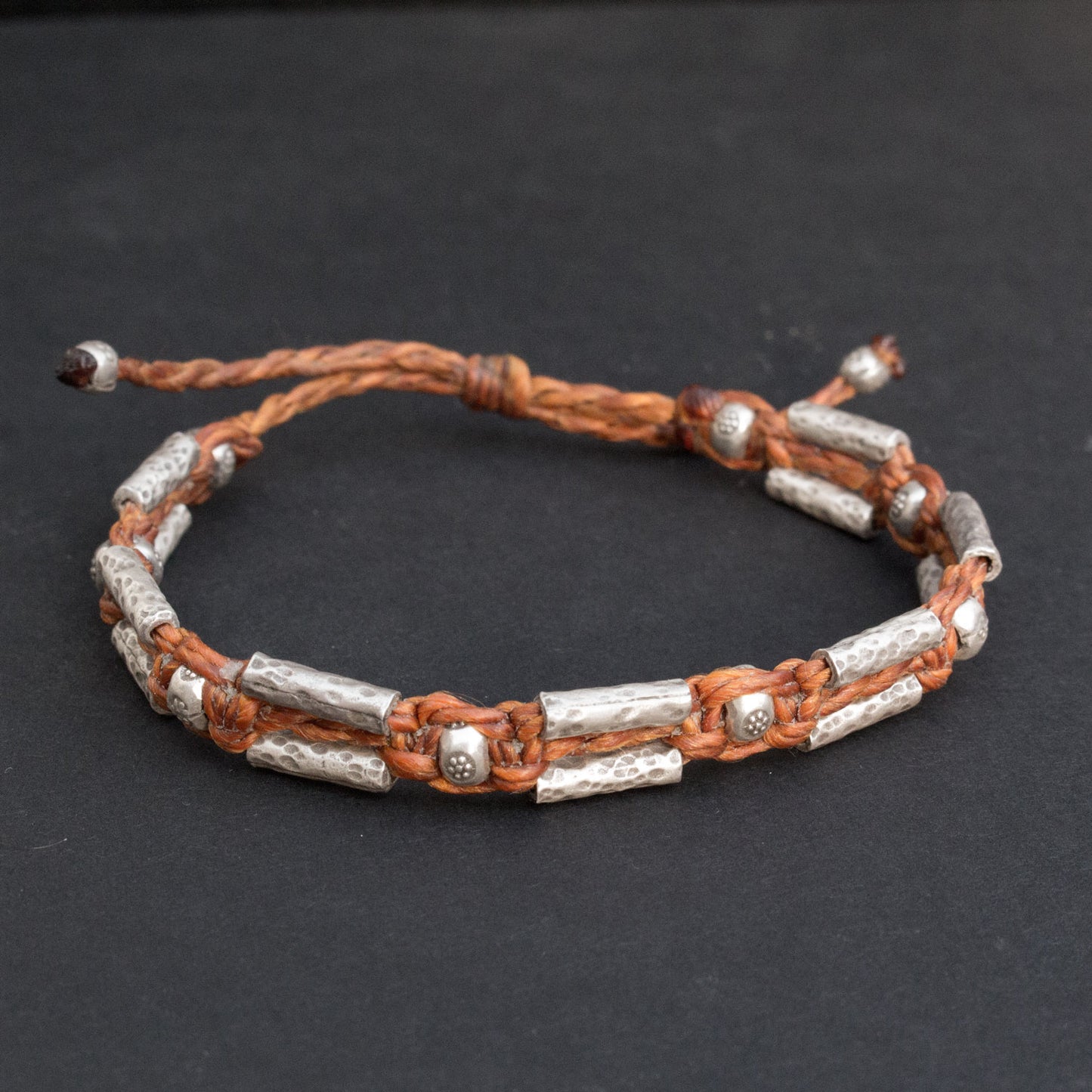 Braided Silver Beads Bracelet