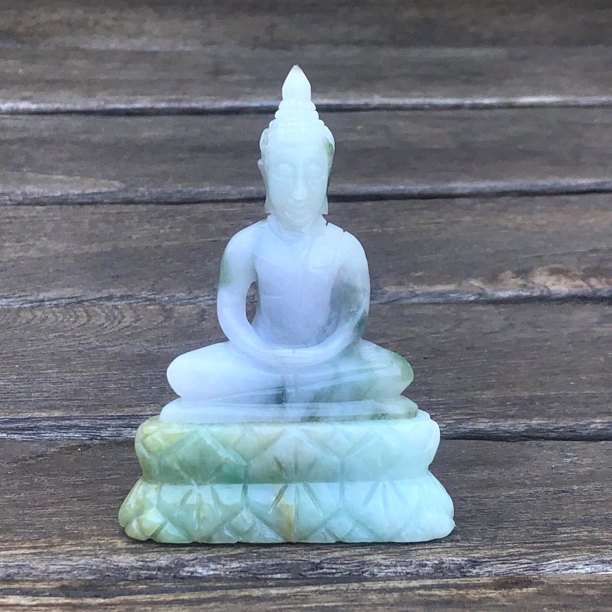 Seated Buddha Figurine In Green Jade - Trendivine
