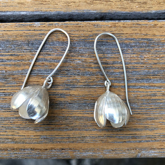 Silver Bud Dangle Earrings