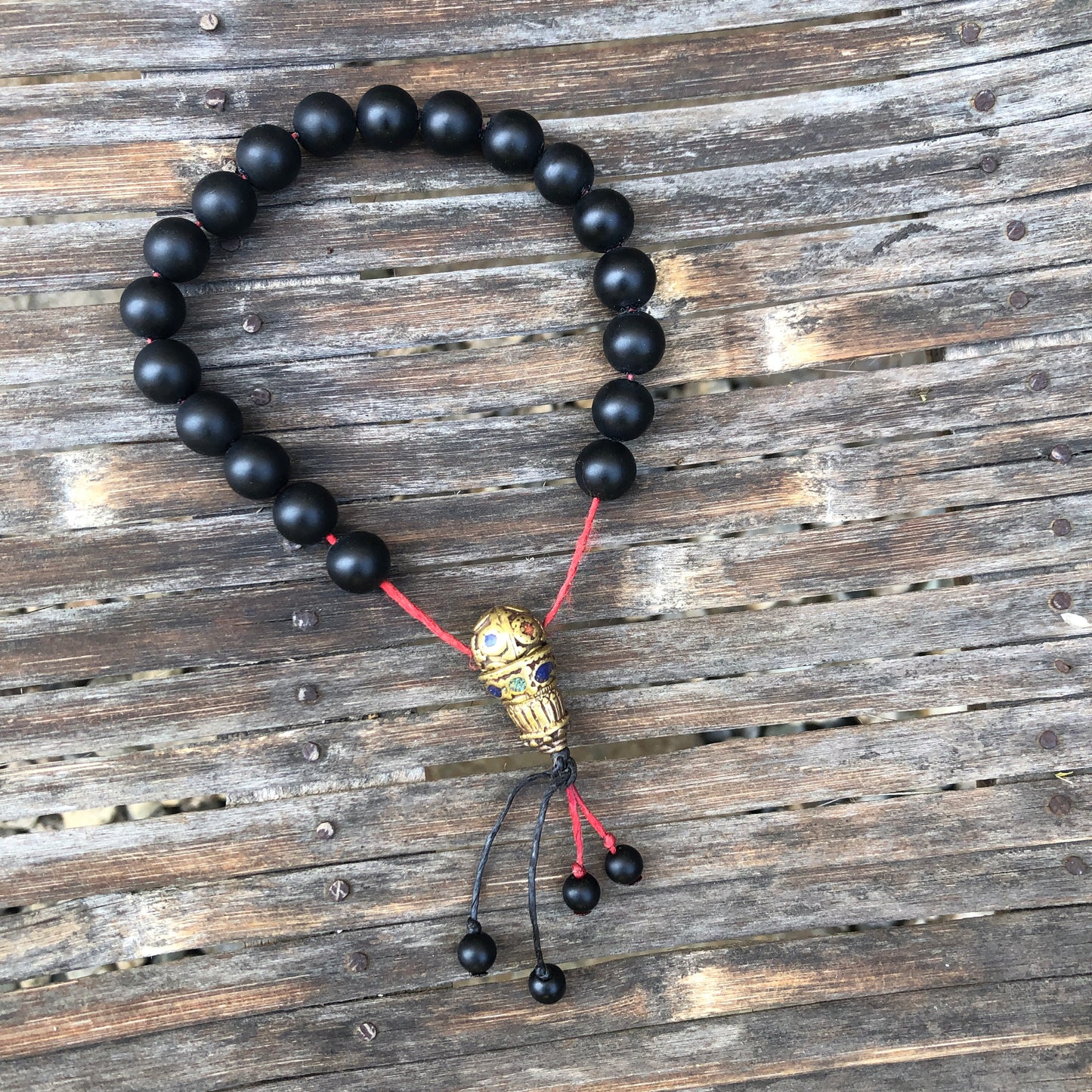 Matt Black Onyx Beaded Wrist Mala