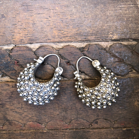 Dotted Sterling Silver Hoop Earrings
